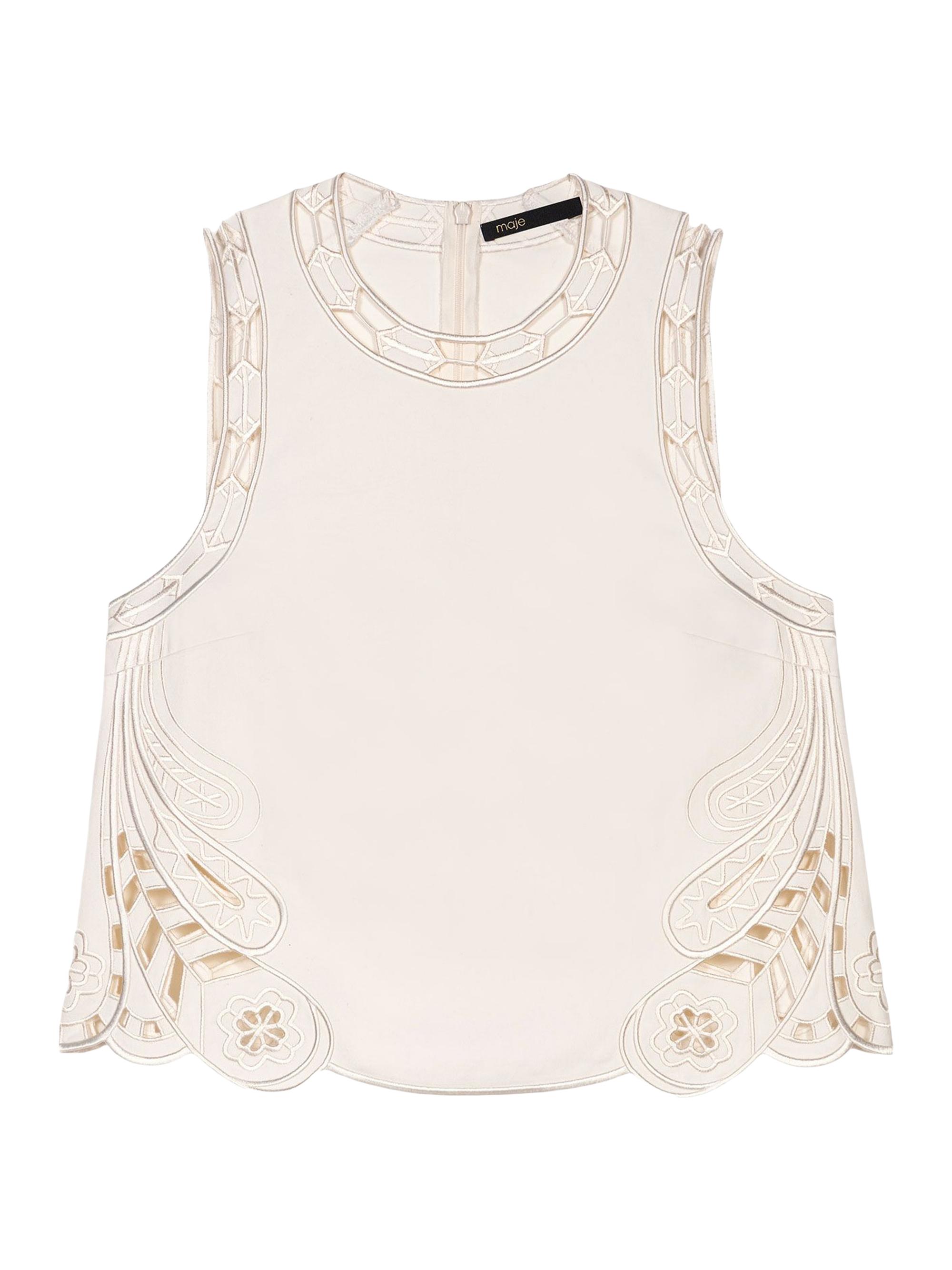 Maje Women's Embroidered Vest Top - Ecru
