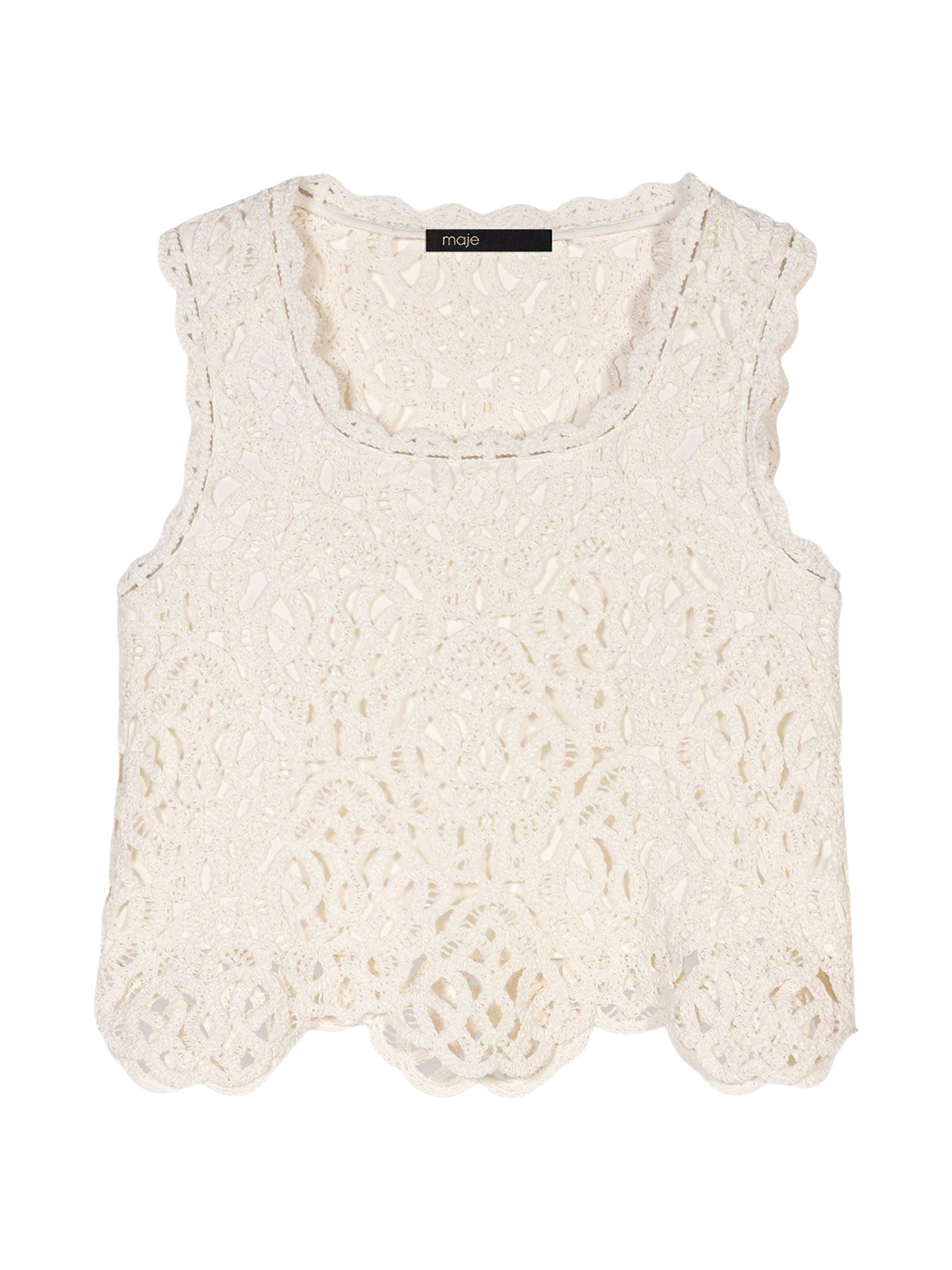 Maje Women's Crochet-Knit Sleeveless Top - Ecru