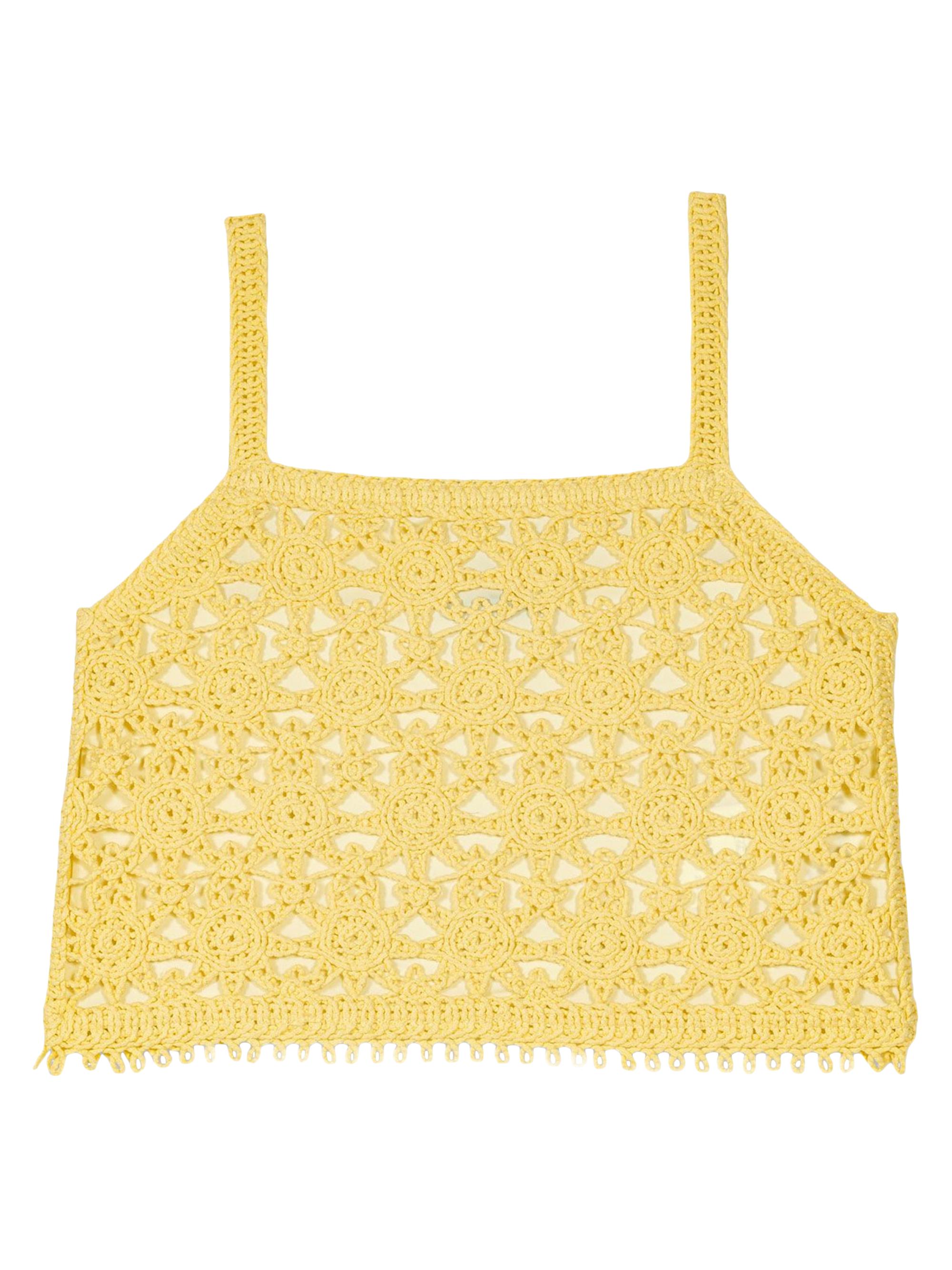 Maje Women's Crochet Knit Top - Yellow Banana