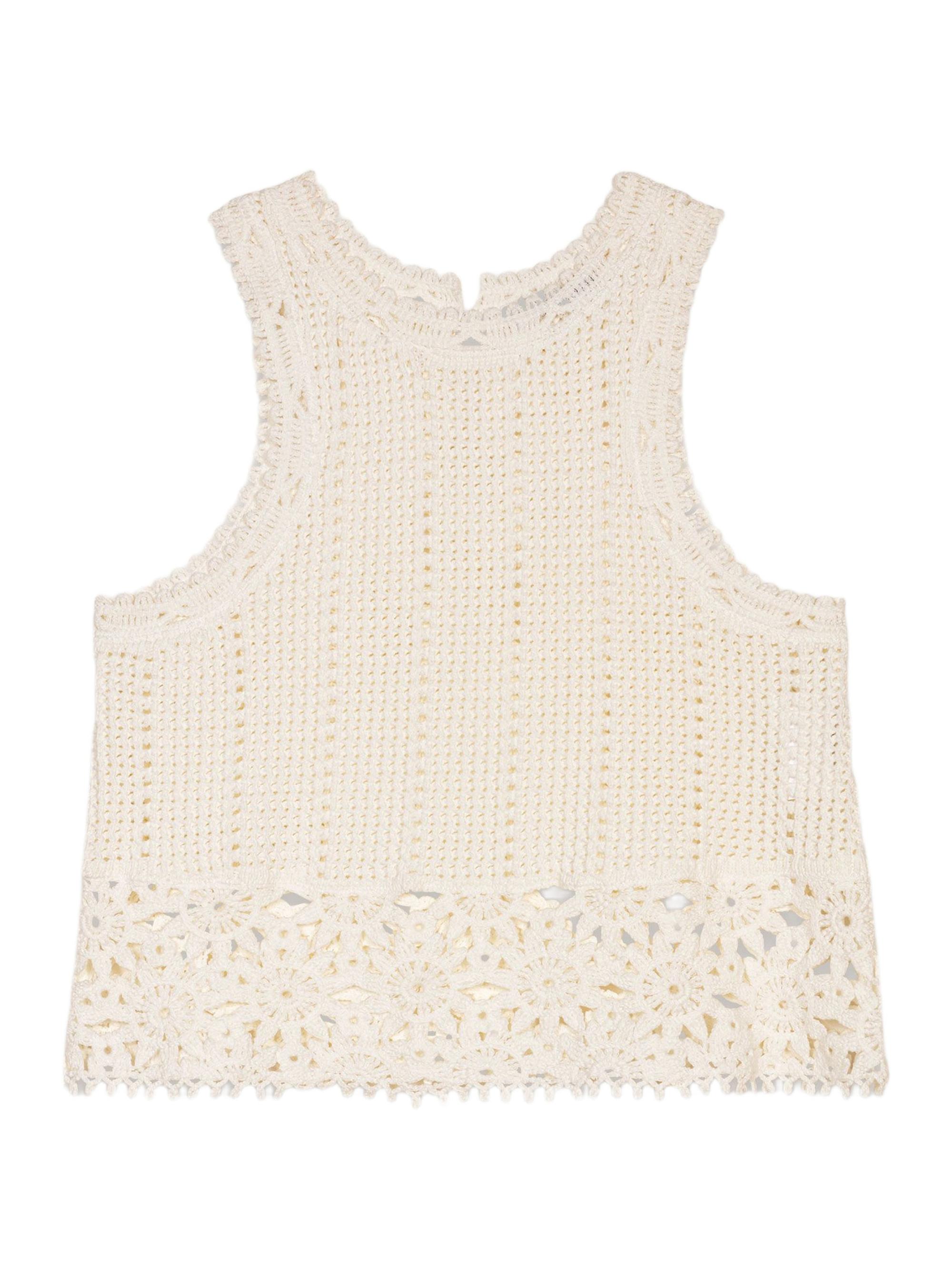 Maje Women's Crochet Vest Top - White