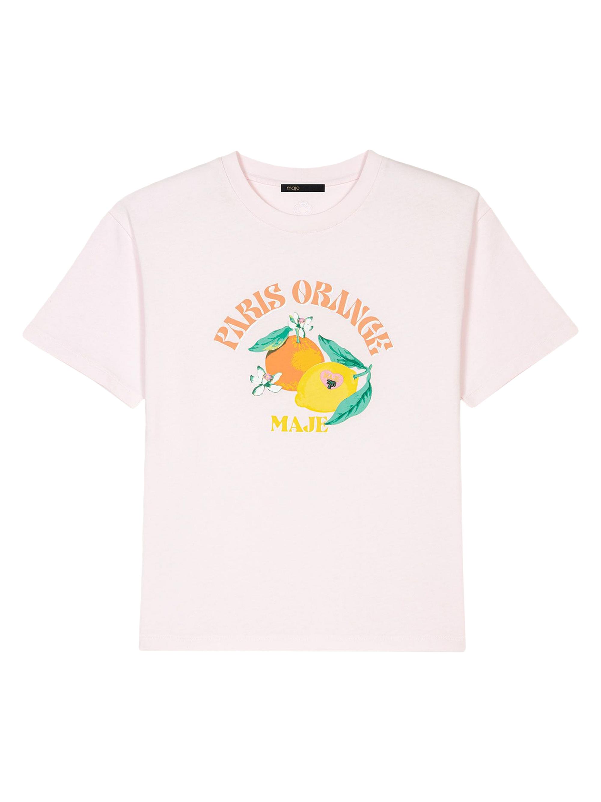 Maje Women's Printed T-Shirt - Pale Pink