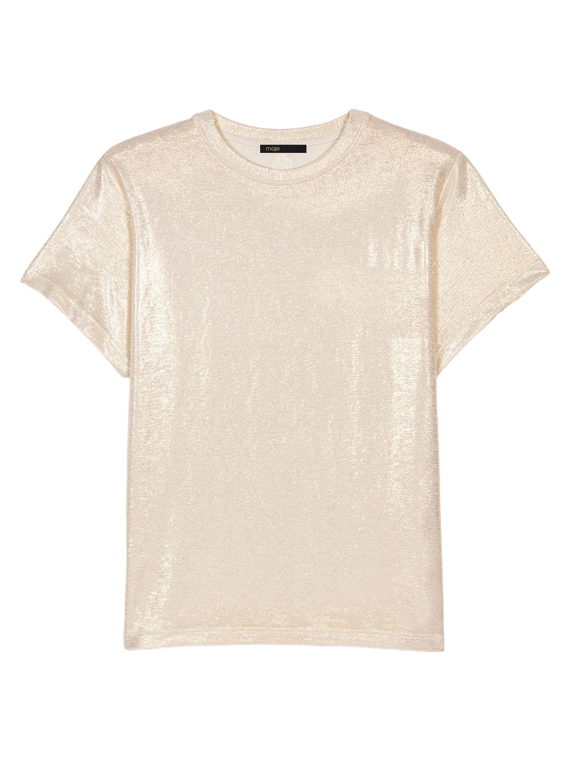 Maje Women's Lamé T-Shirt - Gold