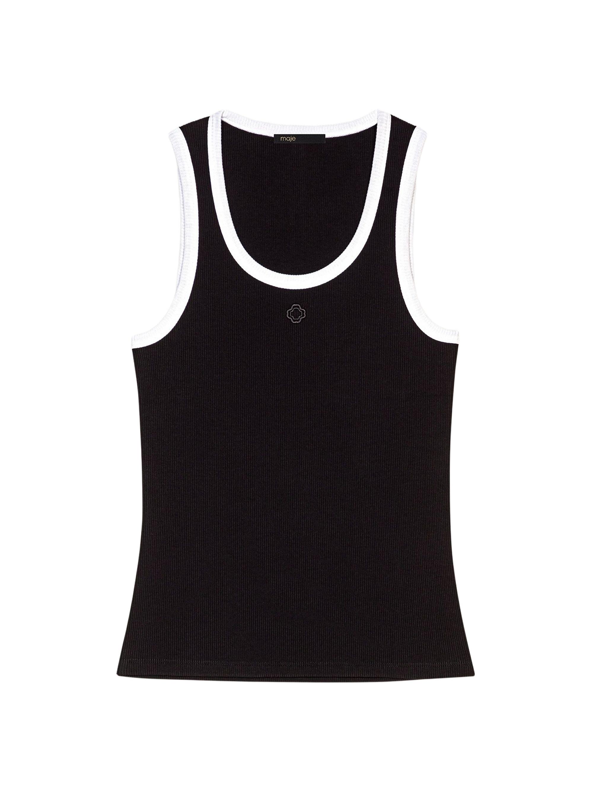 Maje Women's Ribbed Vest Tank Top - Black White
