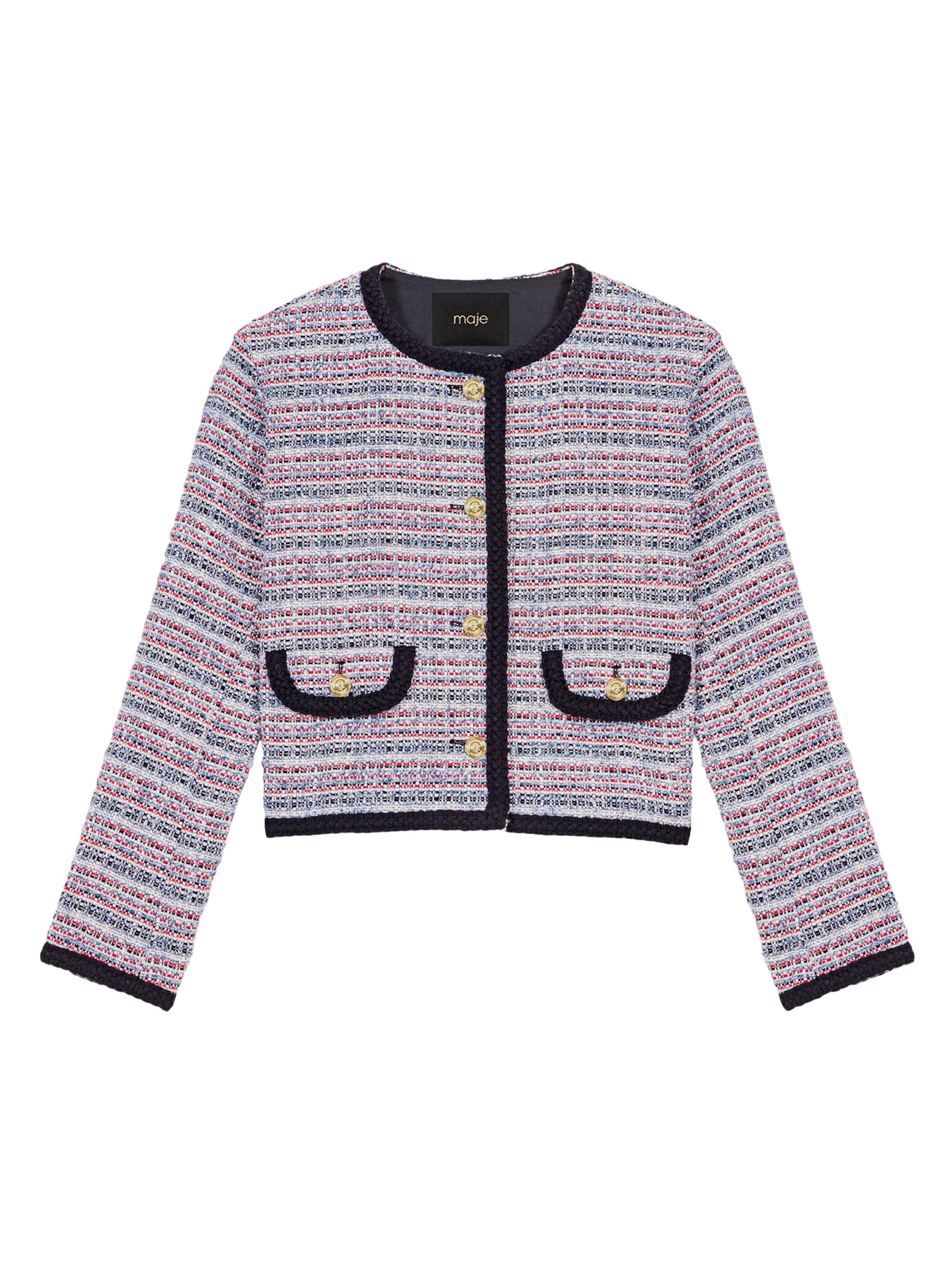 Maje Women's Short Tweed Jacket - Blue Red