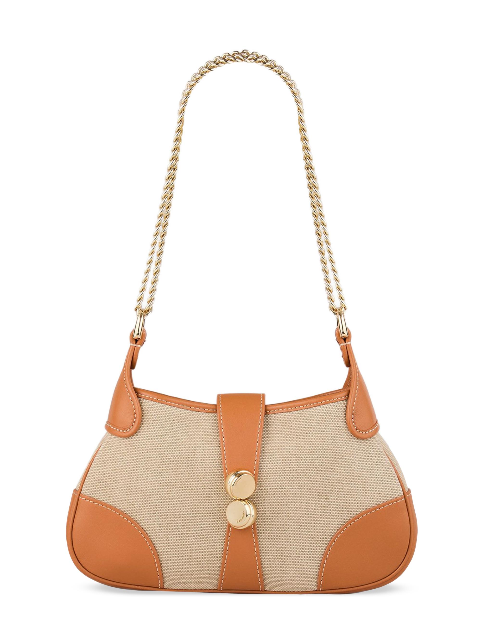 Sandro Women's Janet Canvas and Leather Shoulder Bag - Beige