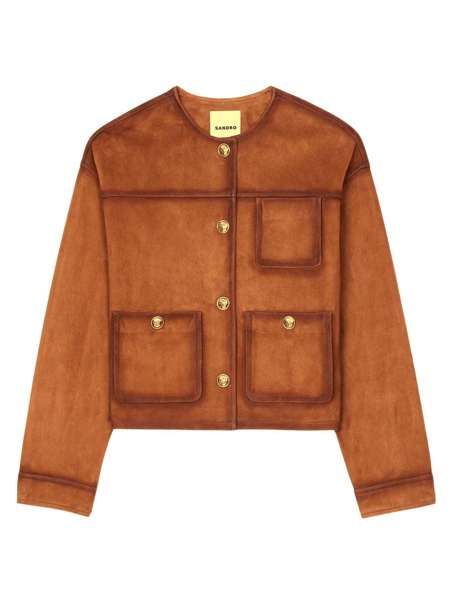【海外限定】Sandroスエードジャケット☆High-Neck Relaxed-Fit Sandro Suede Jacket | Saks Fifth Avenue