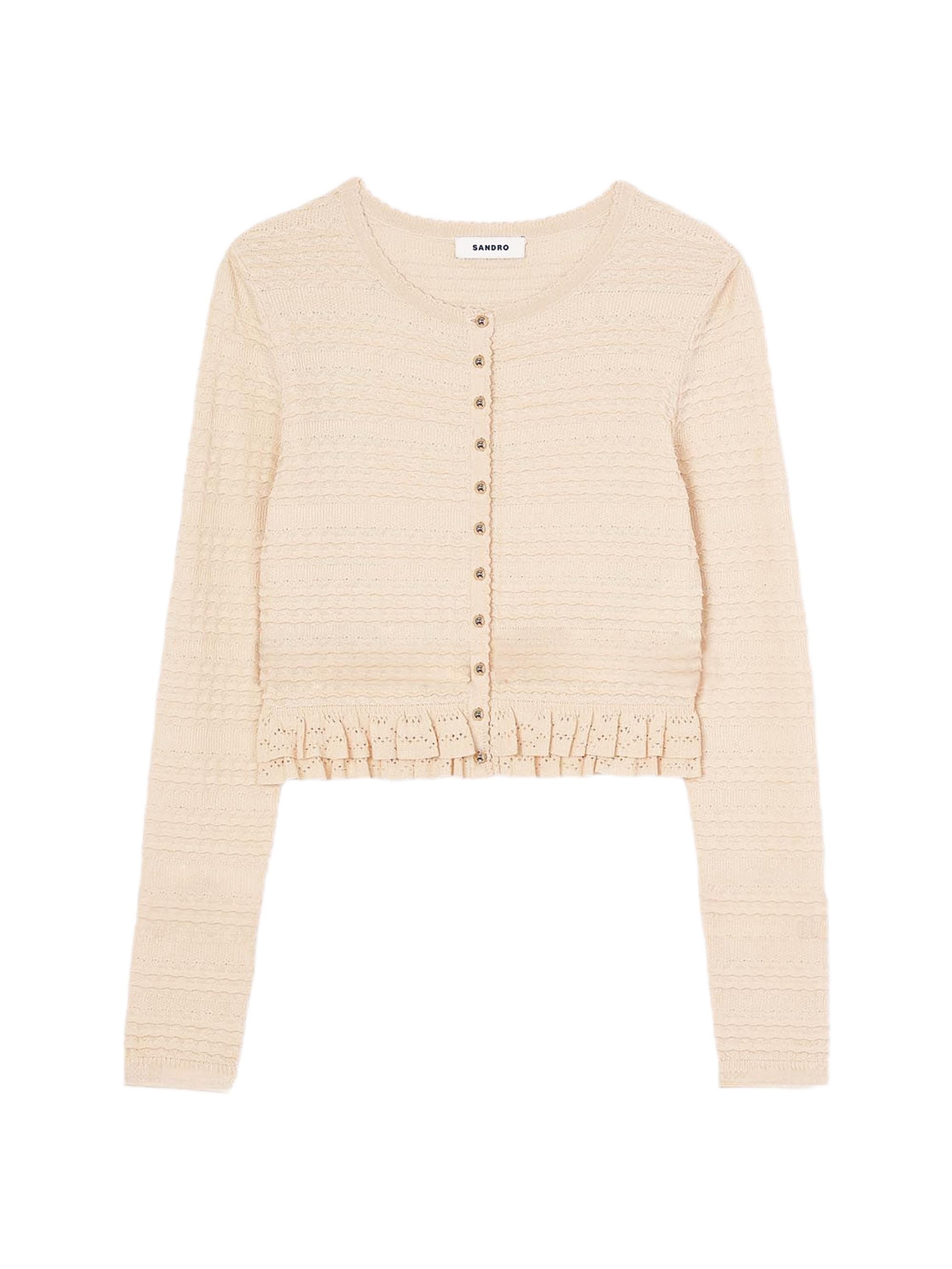 Sandro Women's Ruffled Cardigan - Ecru