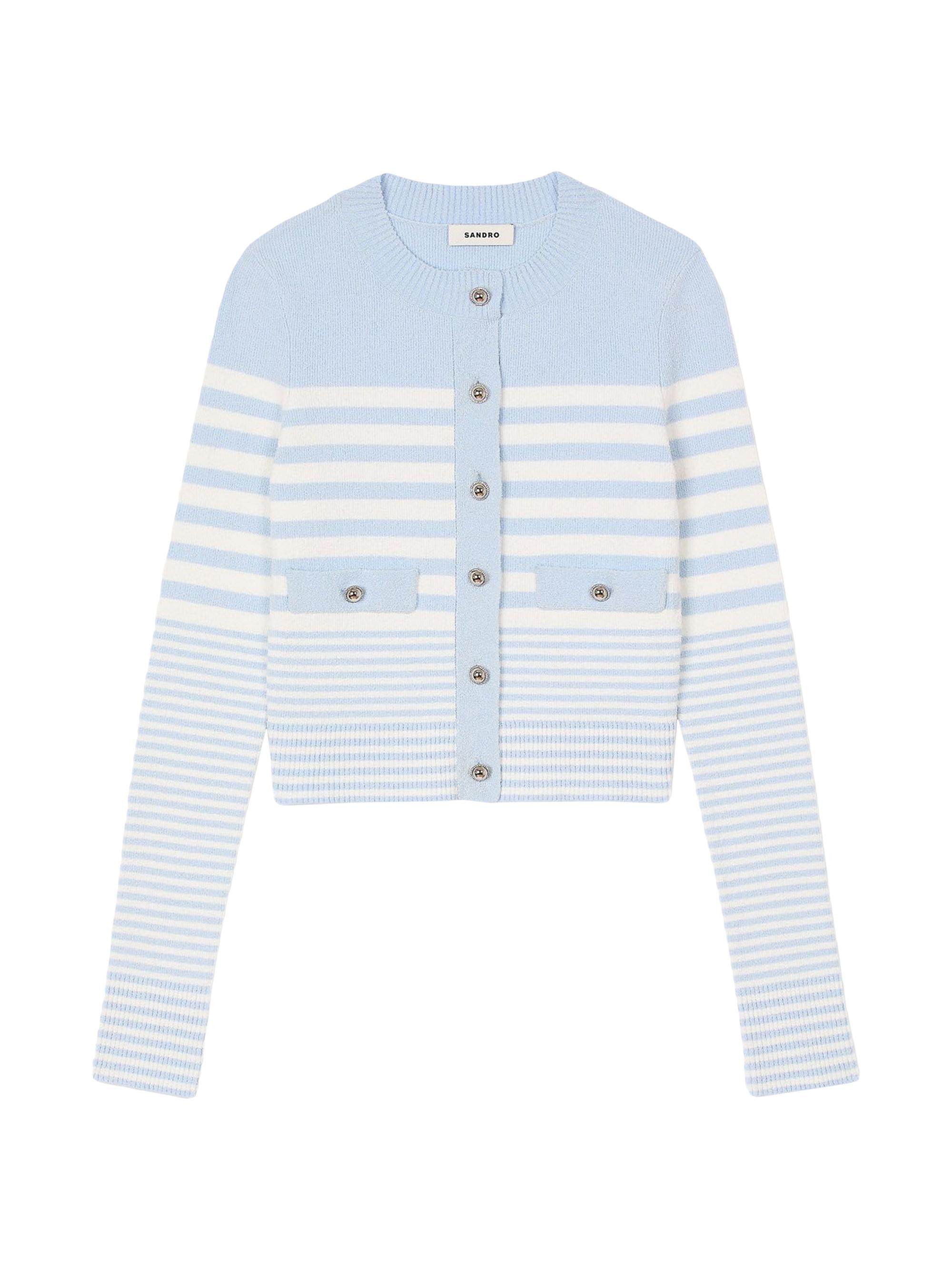 【新古品】Sandro(サンドロ)Spring summer cardigan Ruffled cardigan white / beige For Women | Sandro Paris