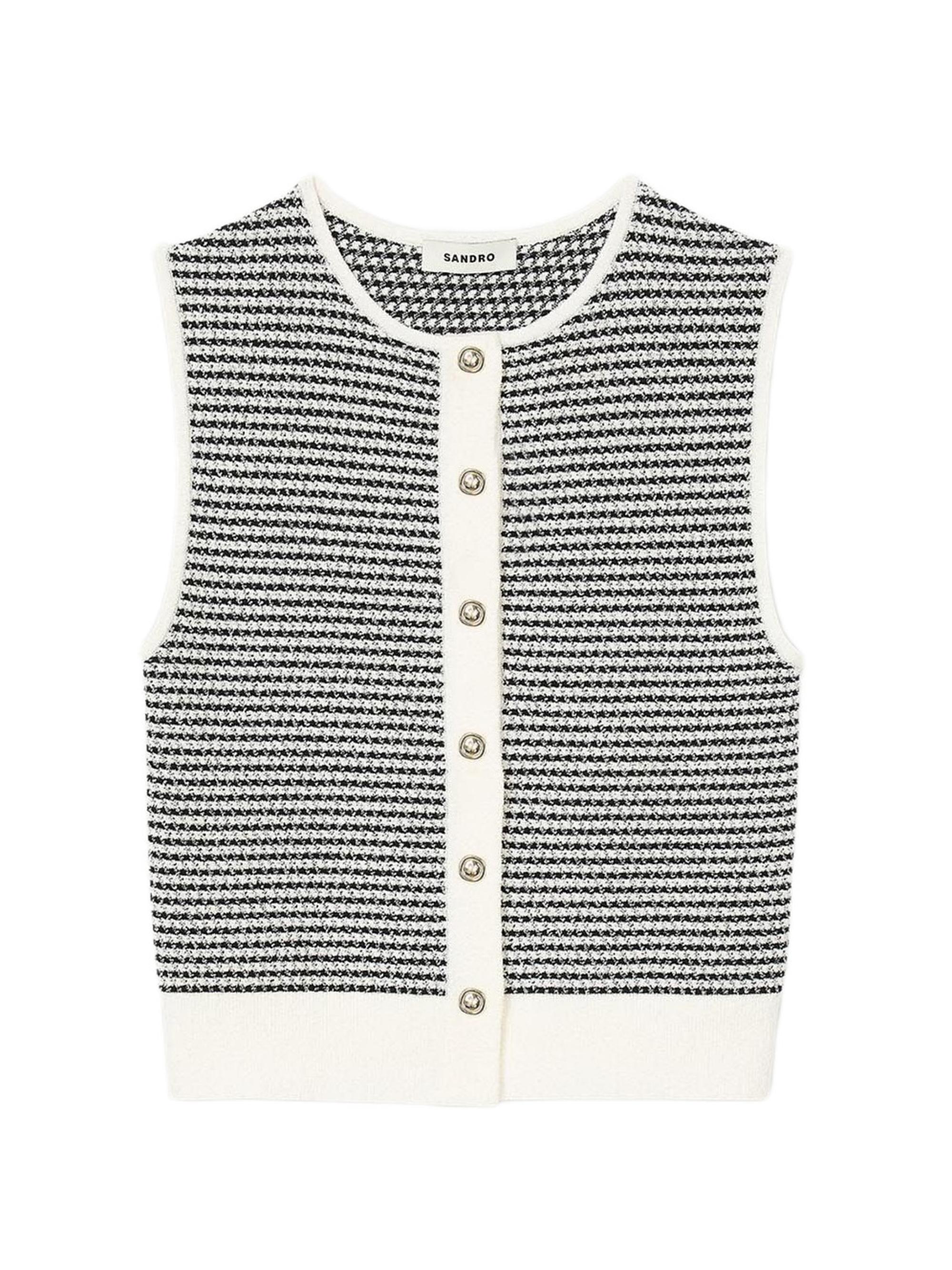 Sandro Women's Striped Cardigan - Black White