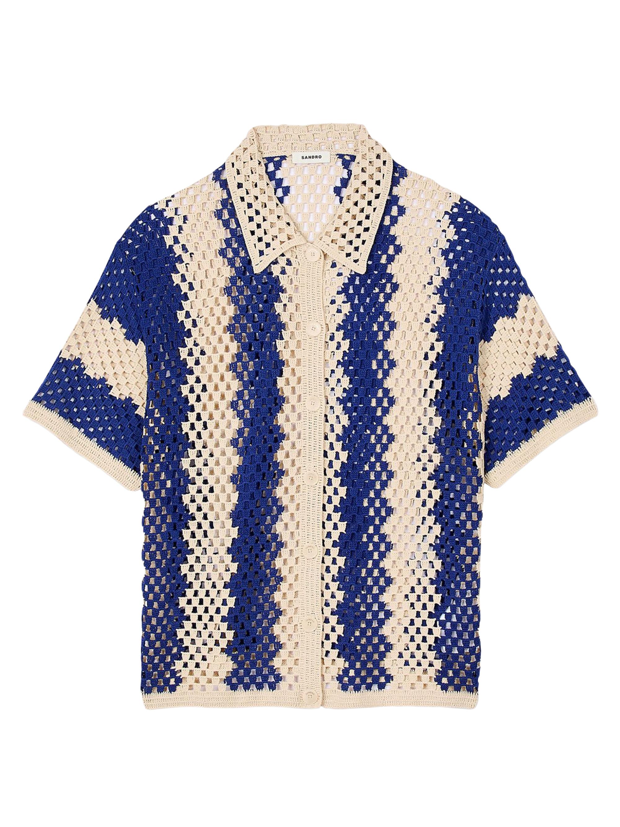 Sandro Women's Two-Tone Knit Cardigan - Blue Ecru