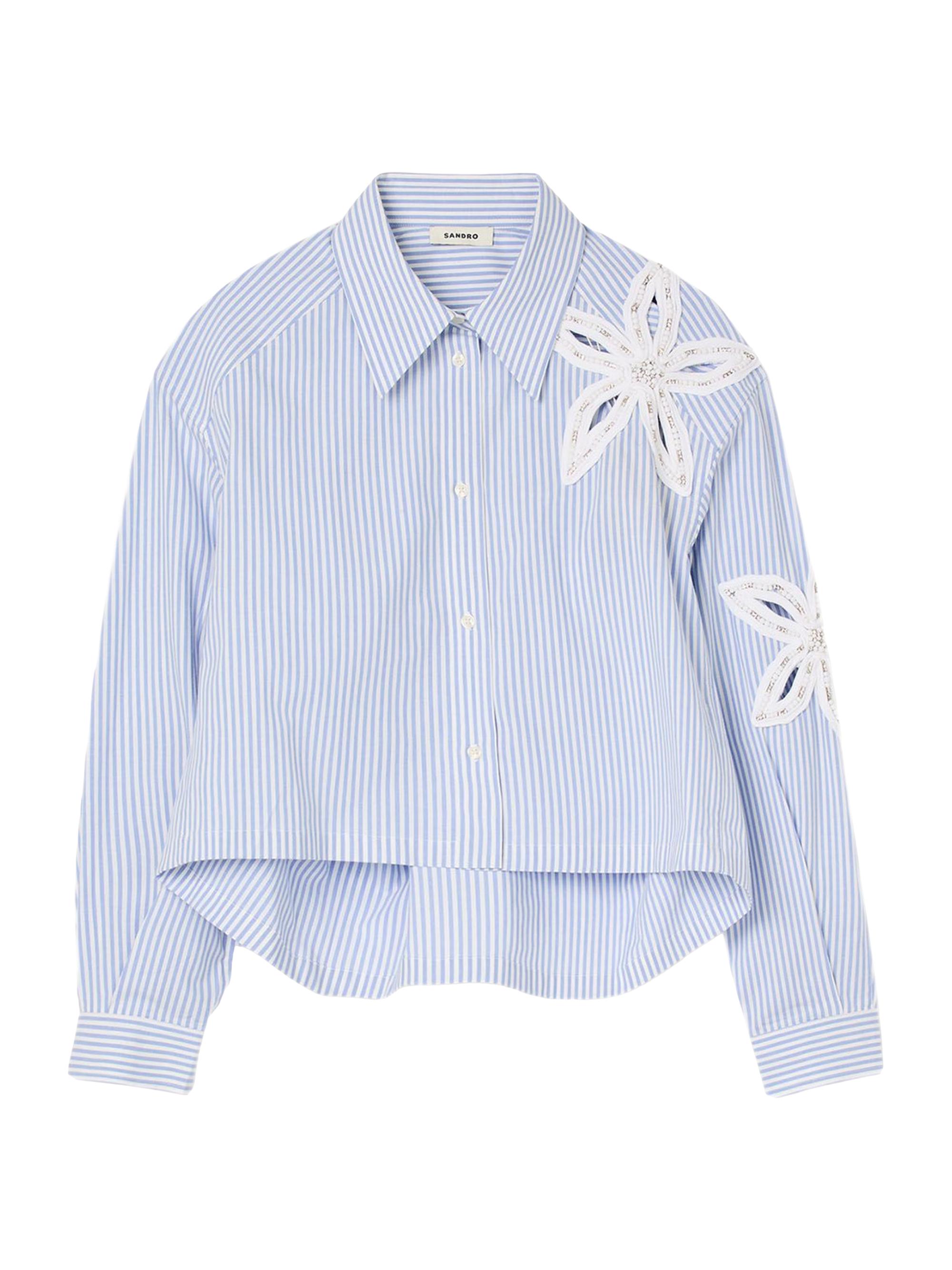 Sandro Women's Striped Shirt - Sky Blue