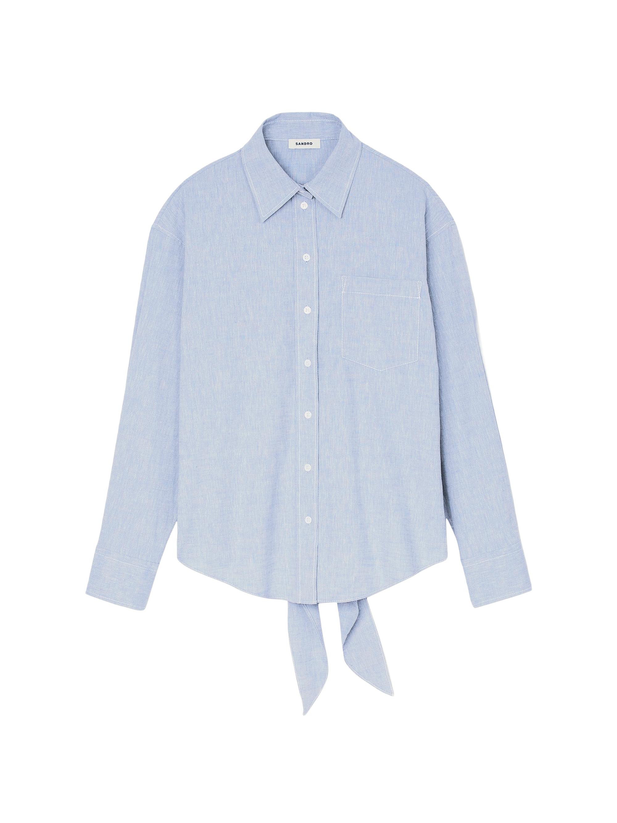 Sandro Women's Long Tie-Back Shirt - Sky Blue