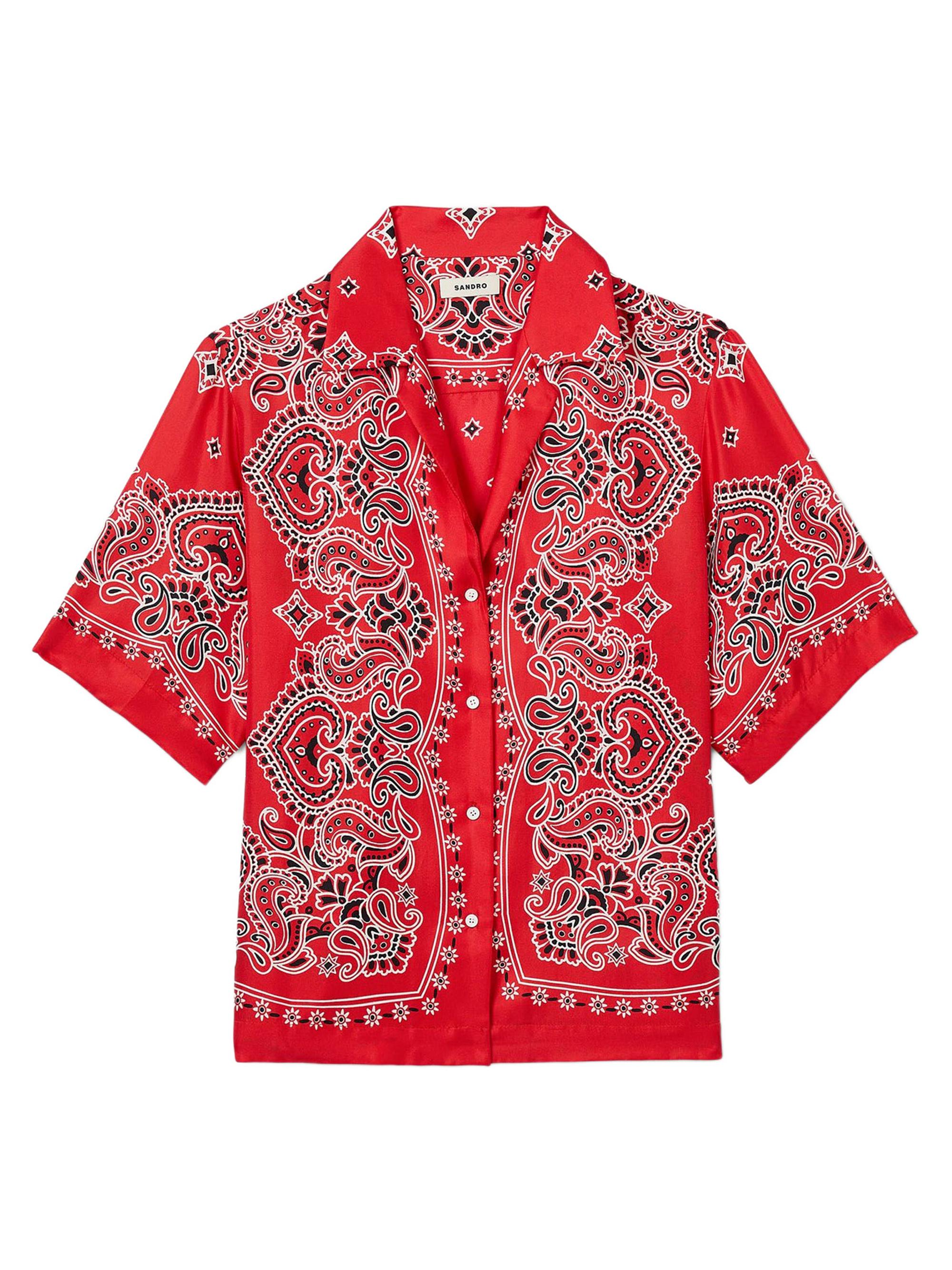 Sandro Women's Bandana Print Shirt - Red White