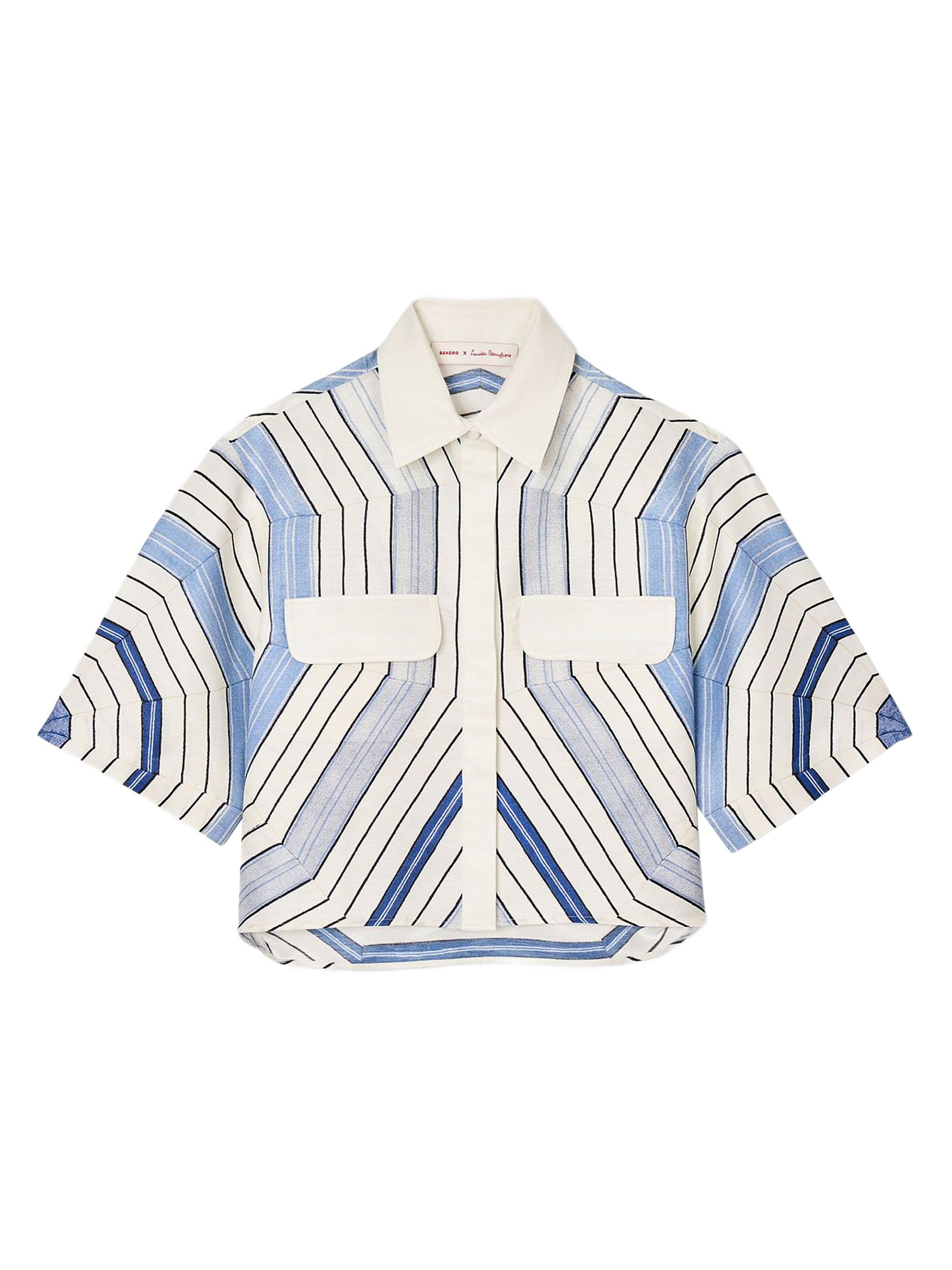 Sandro Women's Spiral-Motif Silk Shirt - Sky Blue