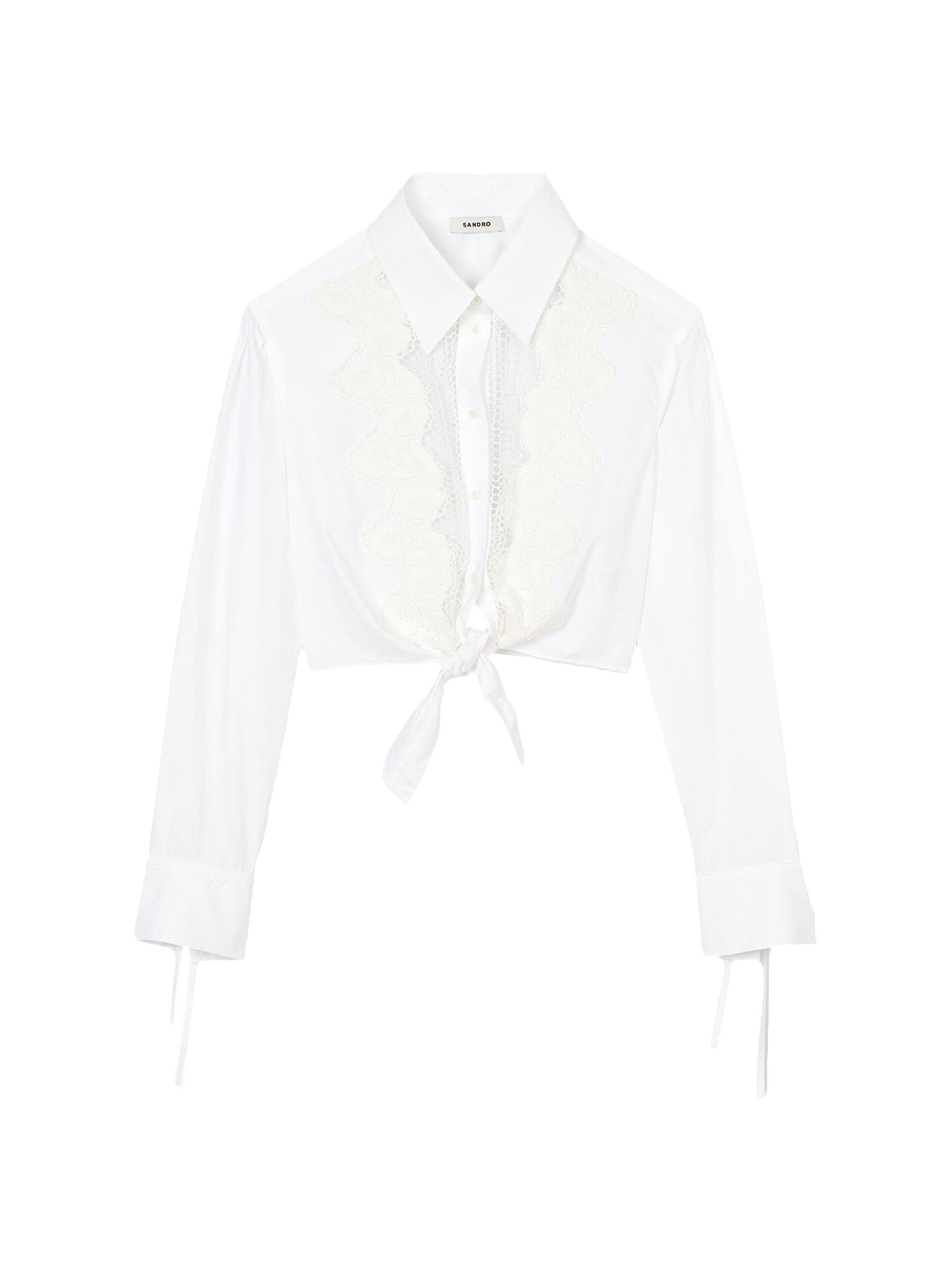 Sandro Women's Lace Bib Shirt - White