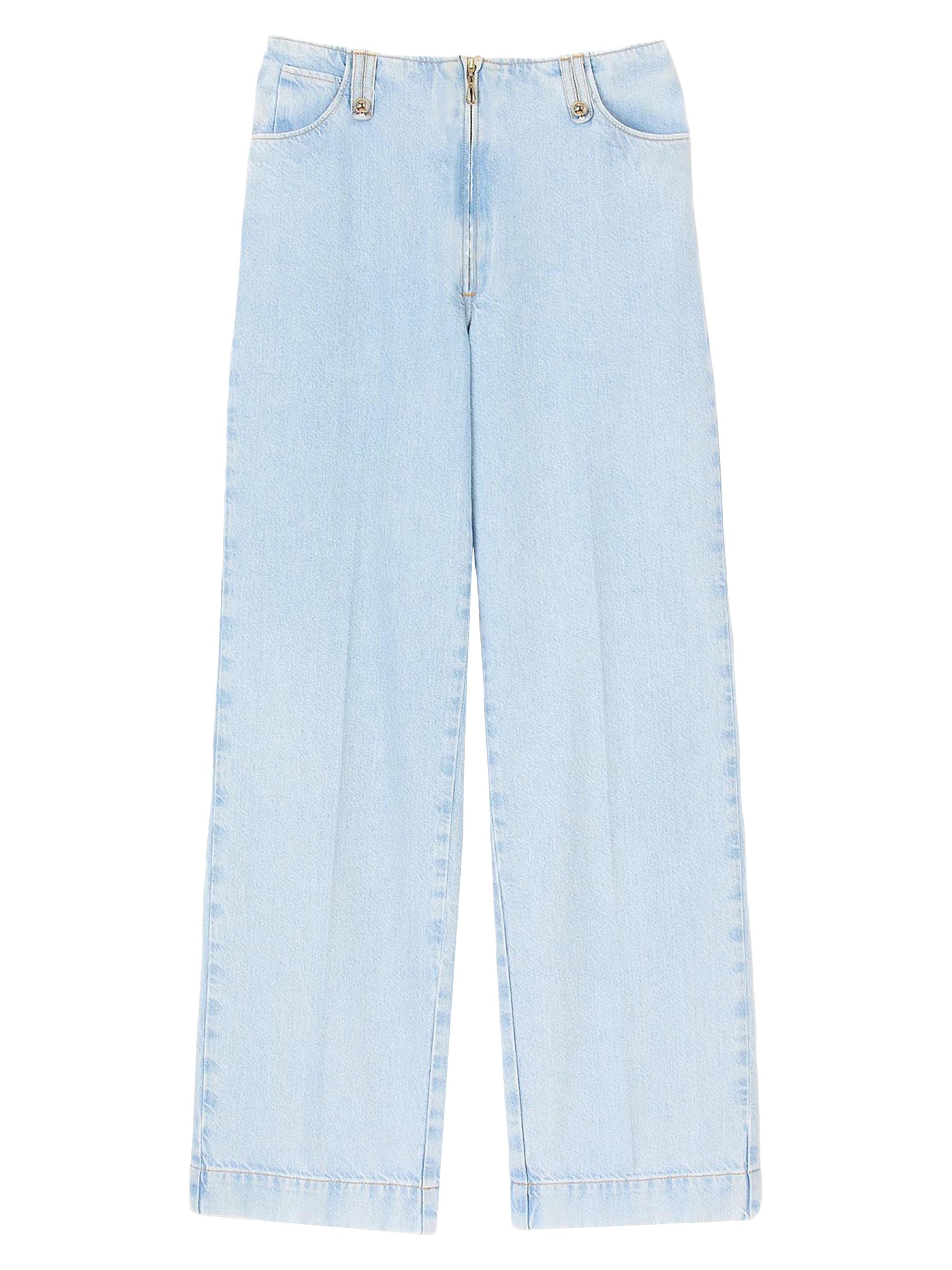 Sandro Women's Faded Wide-Leg Jeans - Blue Jean