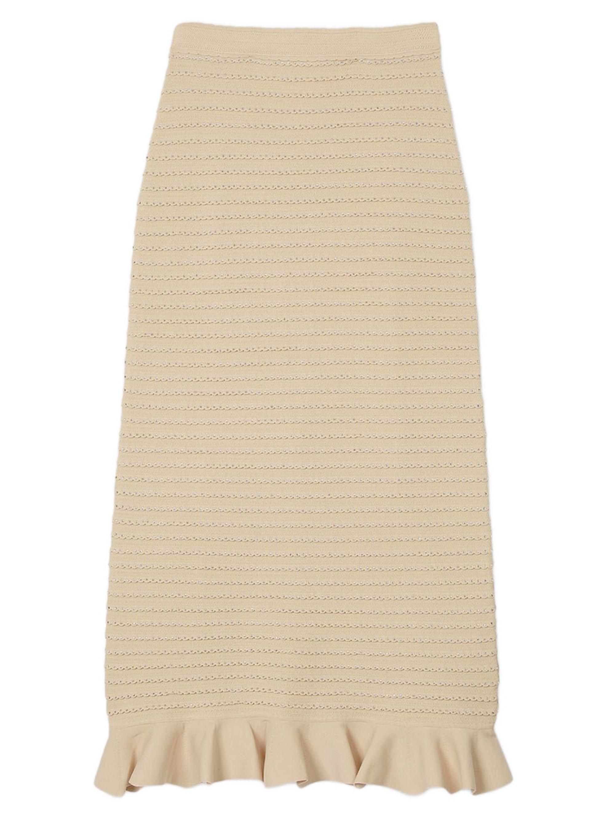 Sandro Women's Rhinestone Knit Maxi Skirt - Almond Green