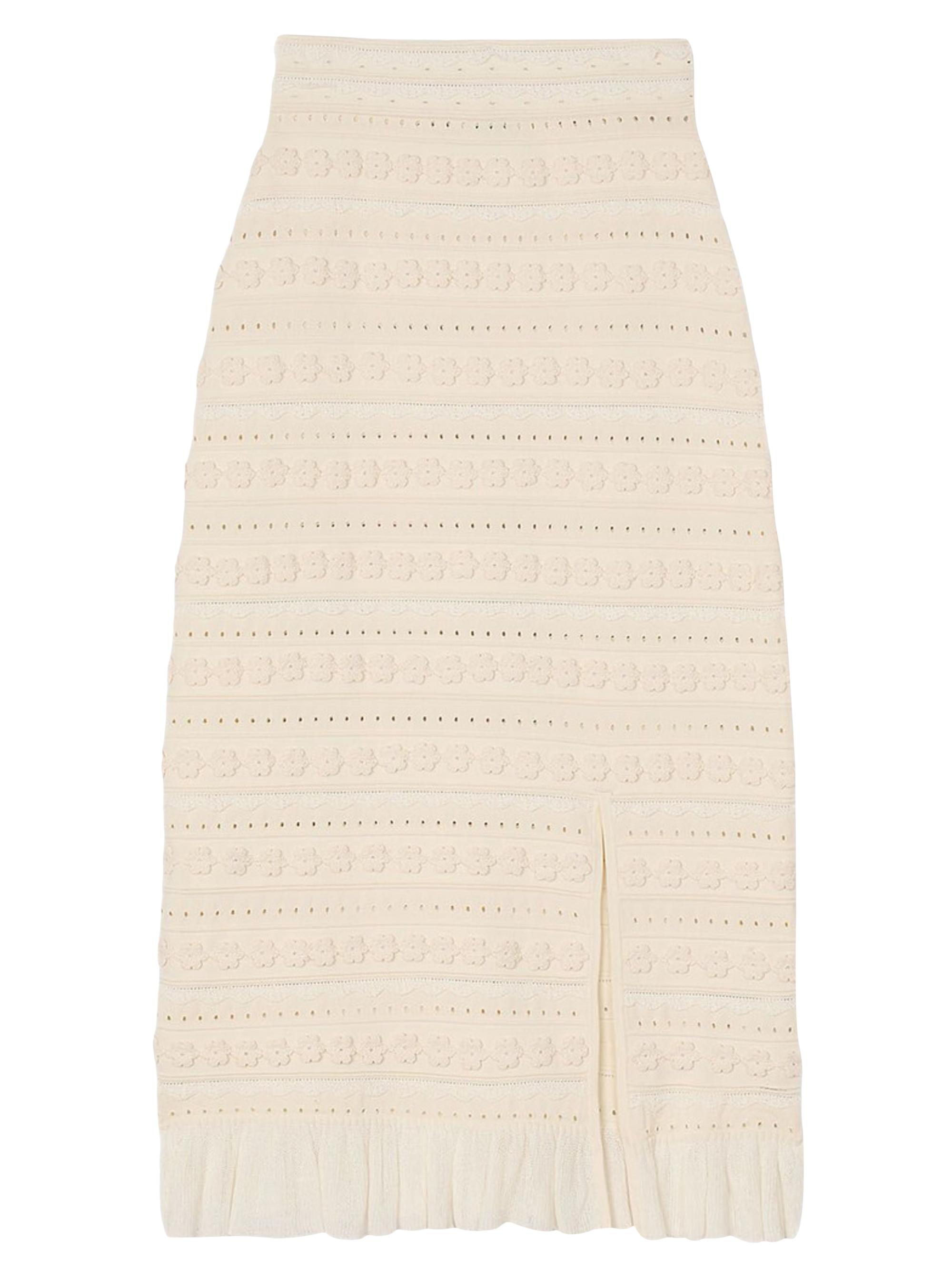 Sandro Women's Maxi Skirt with Crochet Detailing - Ecru
