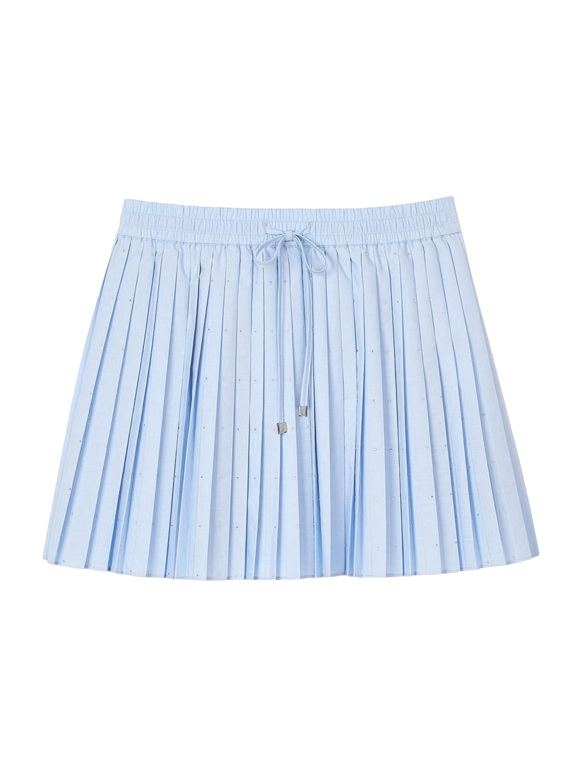 Sandro Women's Short Pleated Rhinestone Mini Skirt - Sky Blue