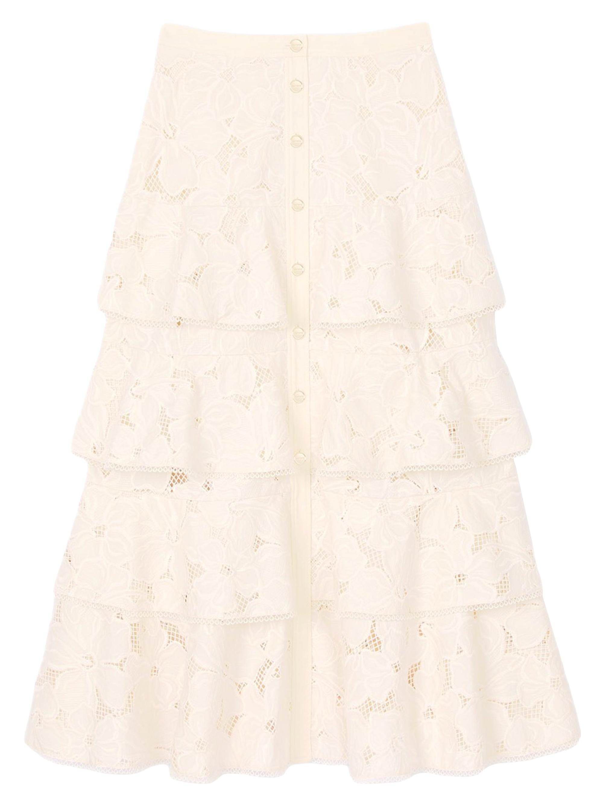 Sandro Women's Maxi Frilled Skirt - Ecru