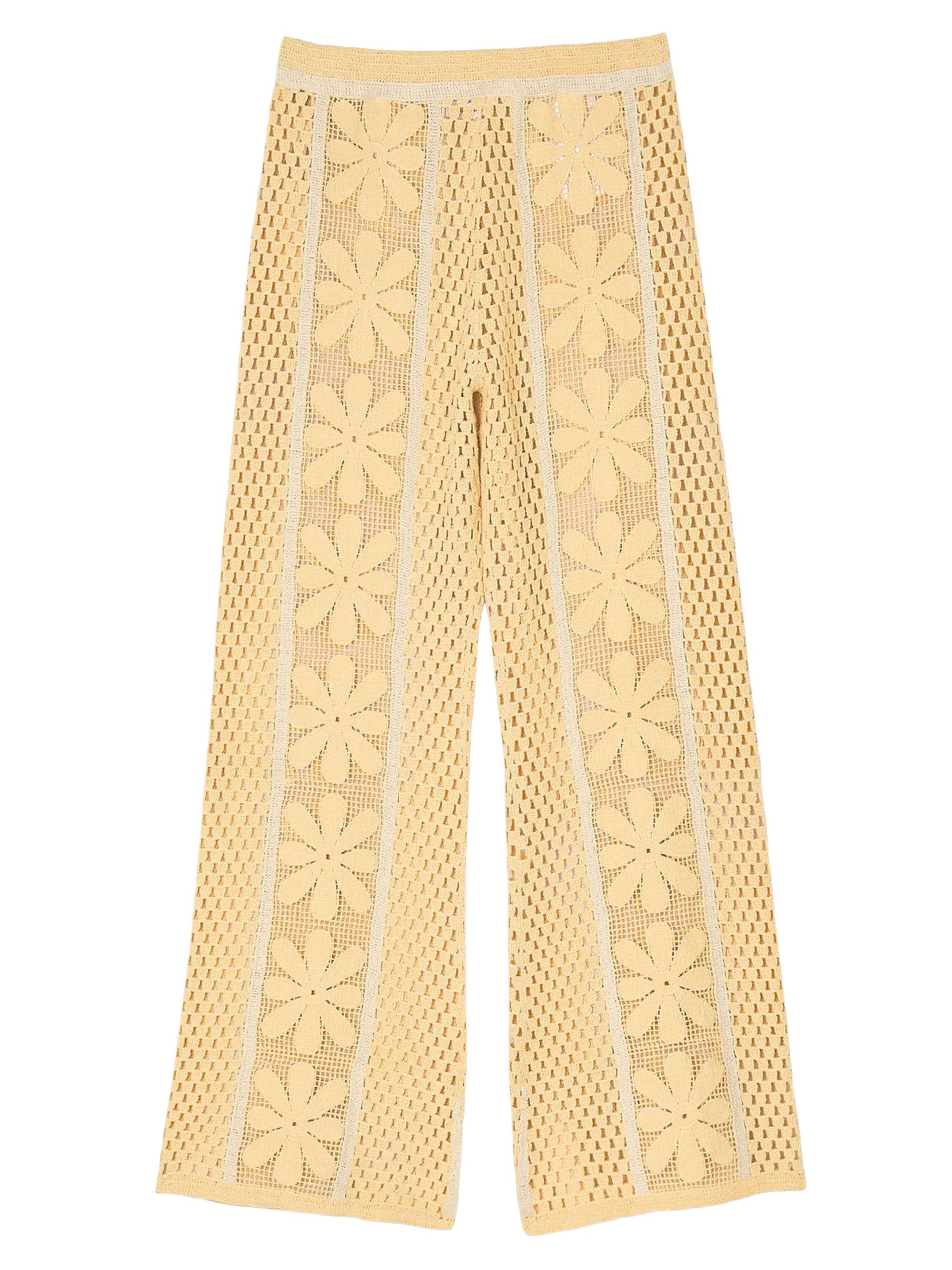 Sandro Women's Crochet Straight-Leg Trousers - Yellow