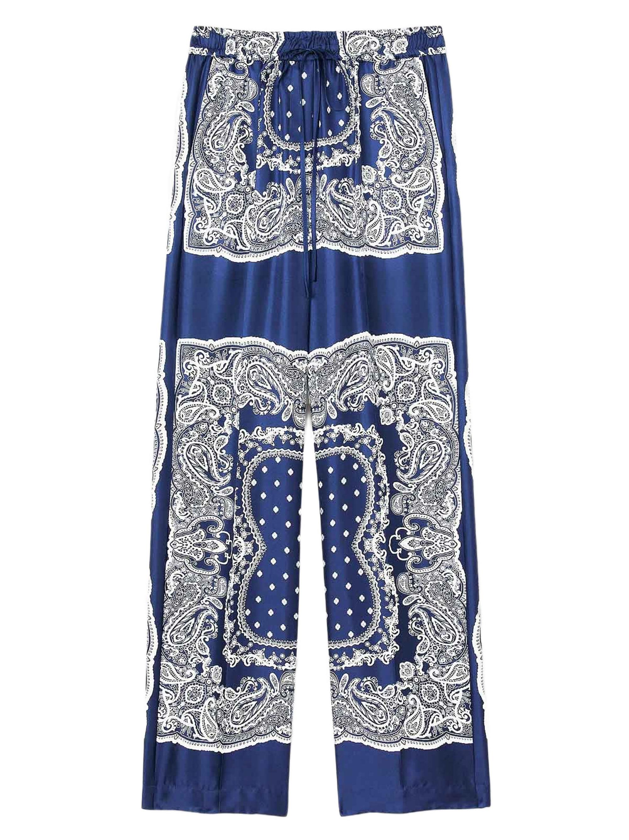 Sandro Women's Bandana-Print Floaty Trousers - Blue White