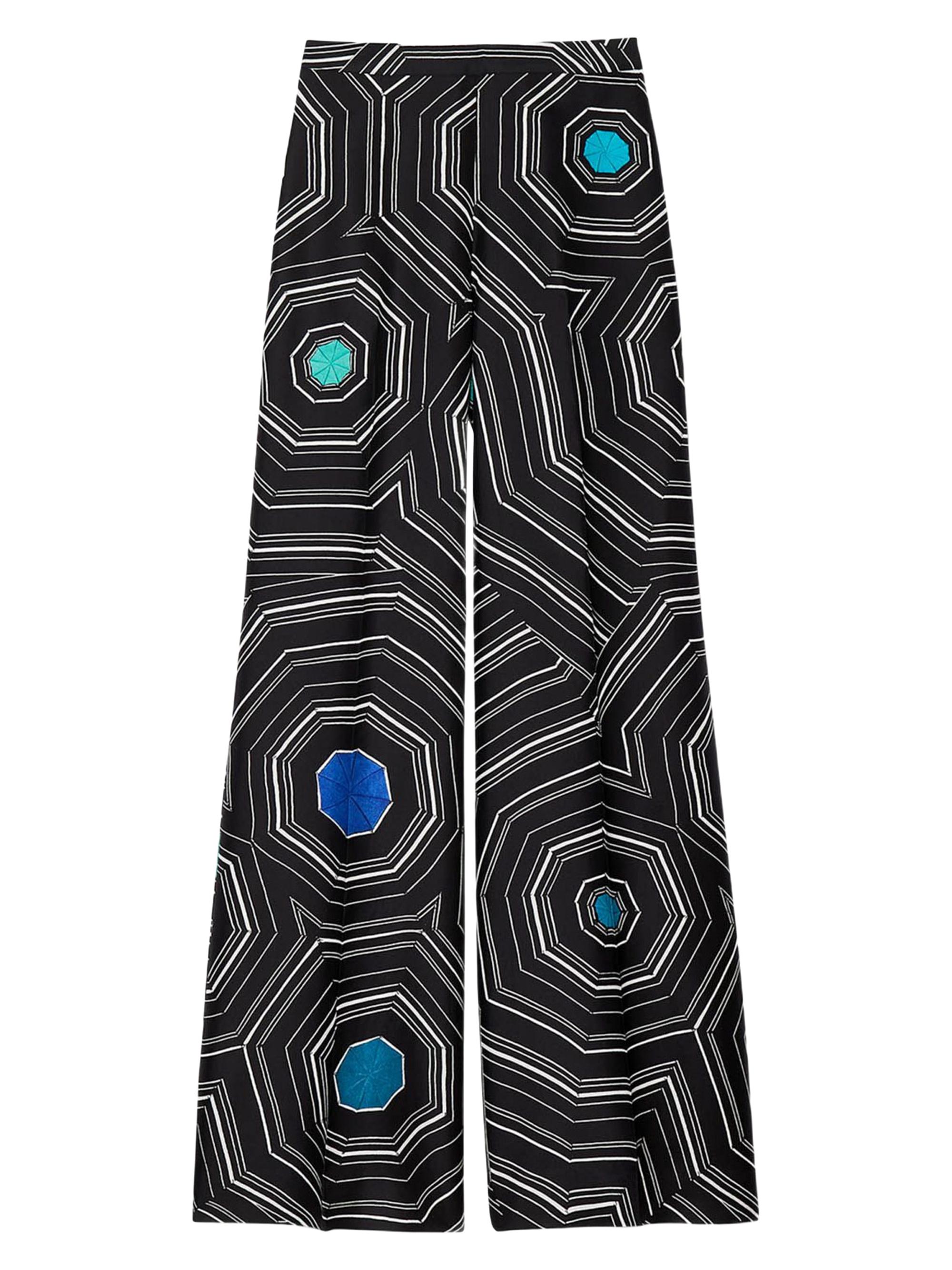 Sandro Women's Spiral Print Silk Trousers - Black