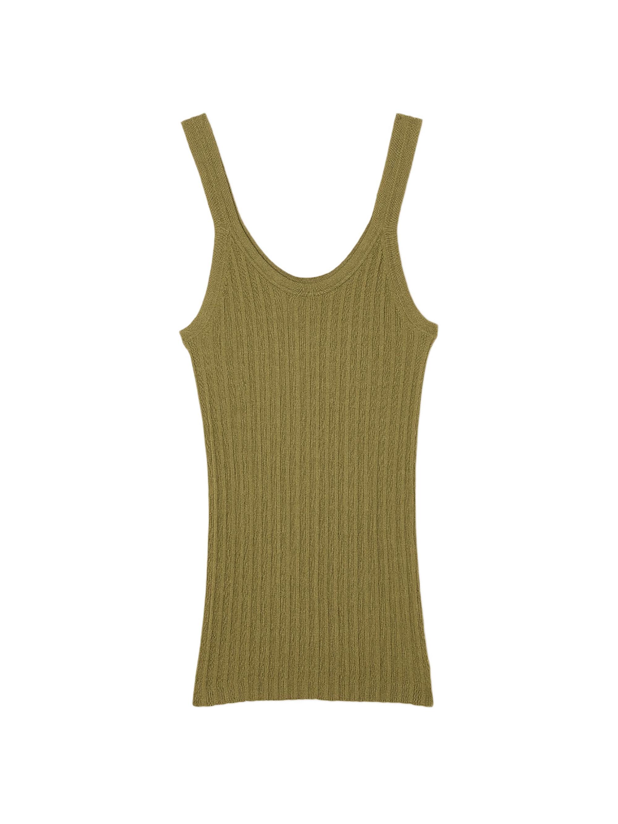 Sandro Women's Ribbed Vest Top - Olive Green