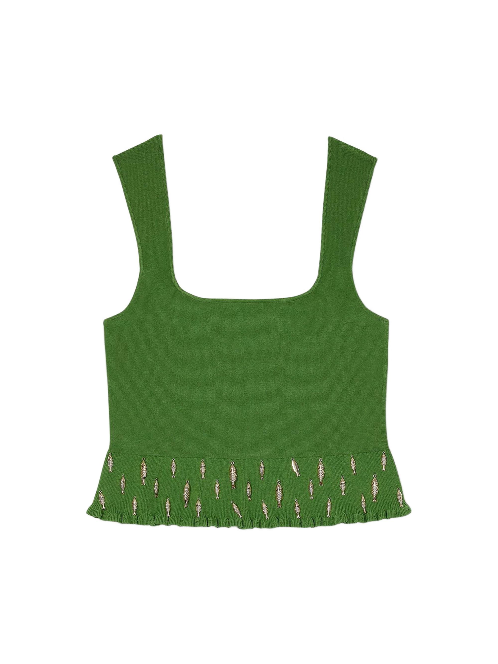 Sandro Women's Knit Top with Charms - Green