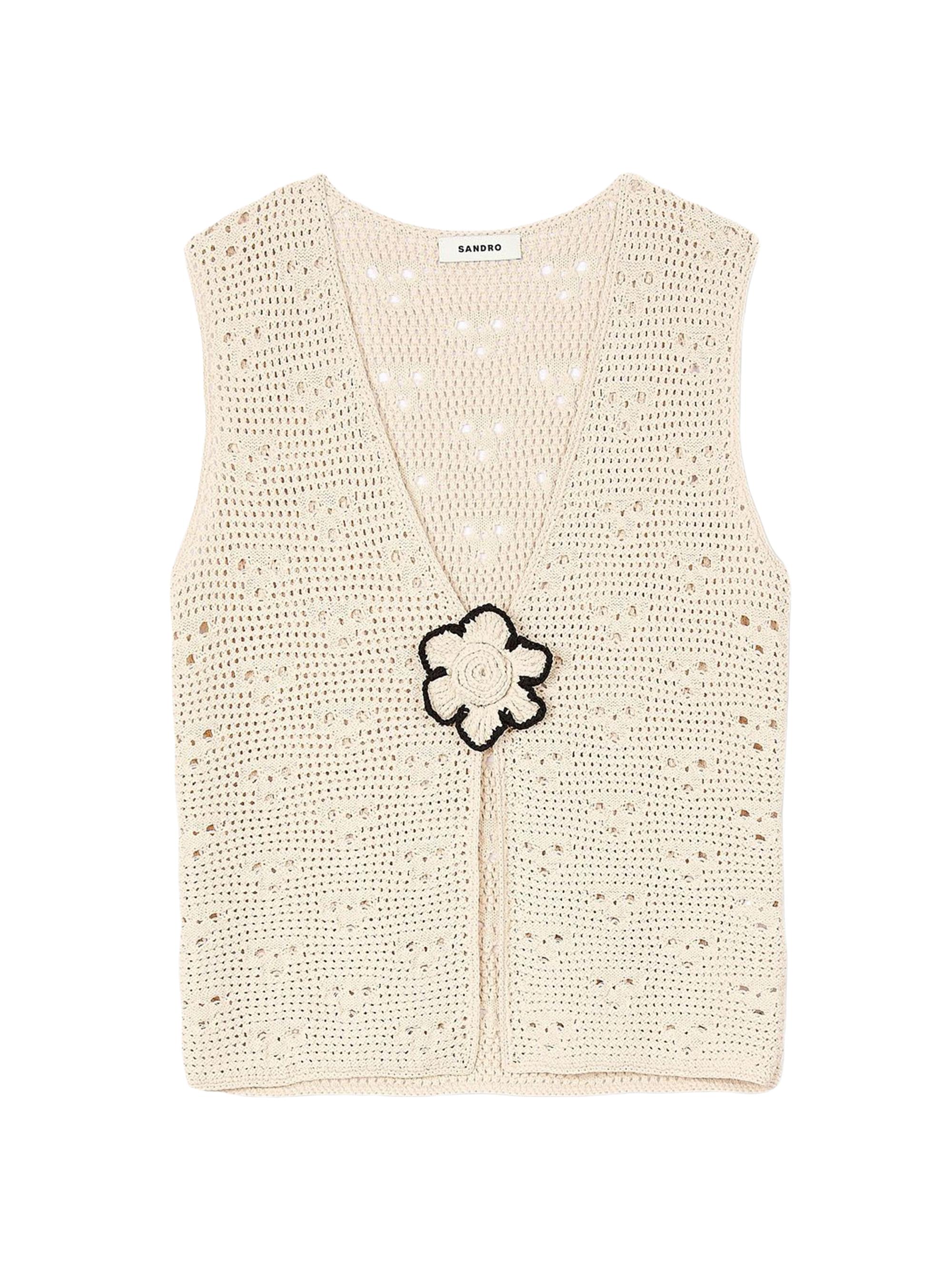 Sandro Women's Crochet Vest - Ecru