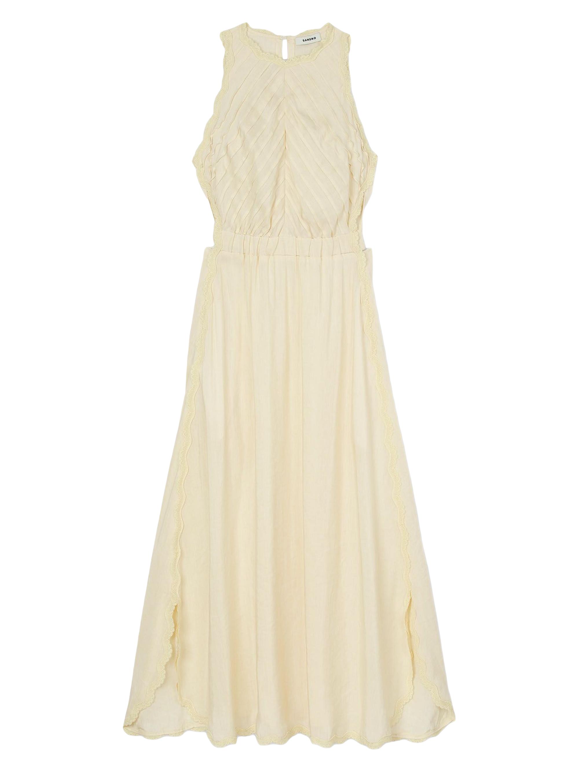 Sandro Women's Maxi Dress with Lace Details - Light Yellow