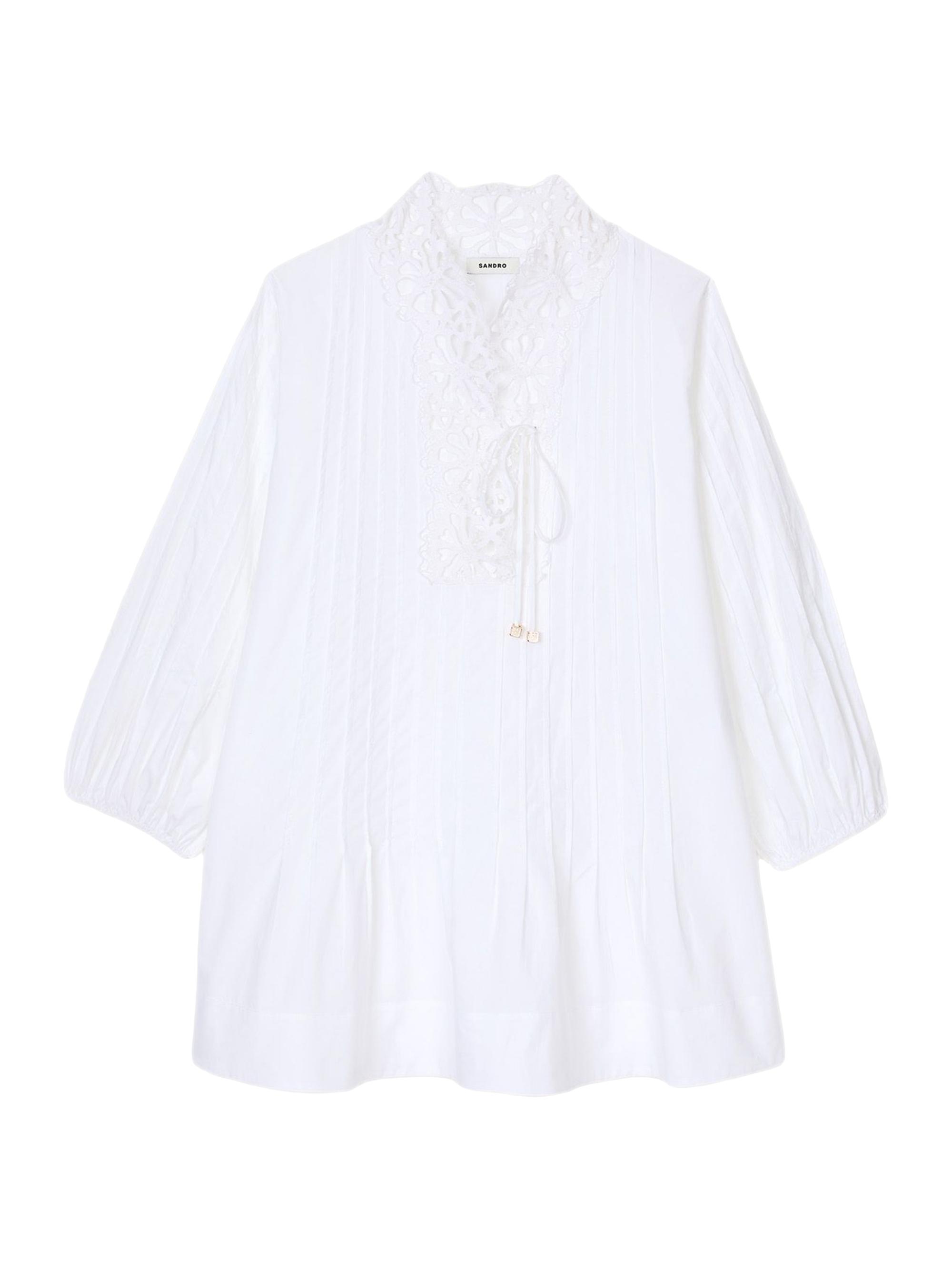 Sandro Women's Mini Dress with Lace Detail - White