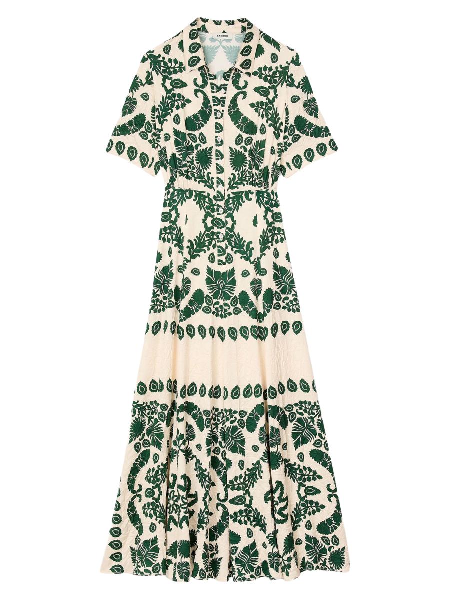 【海外限定】Sandroワンピース☆Floral-Print Short-Sleeve Wove Sandro Floral Print Maxi Dress | Saks Fifth Avenue
