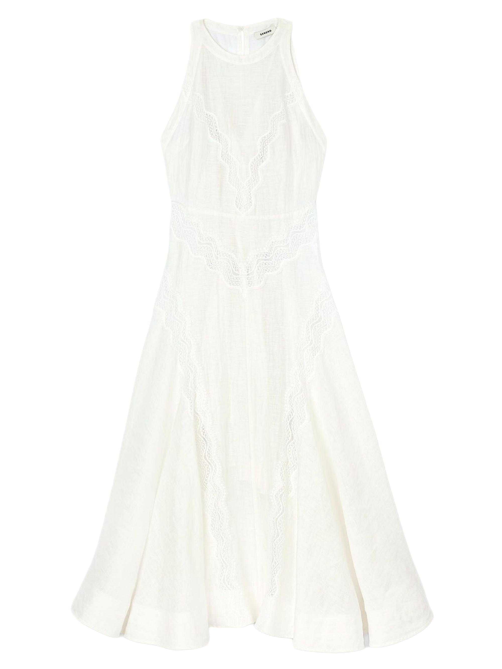Sandro Women's Lace Trim Midi Dress - White