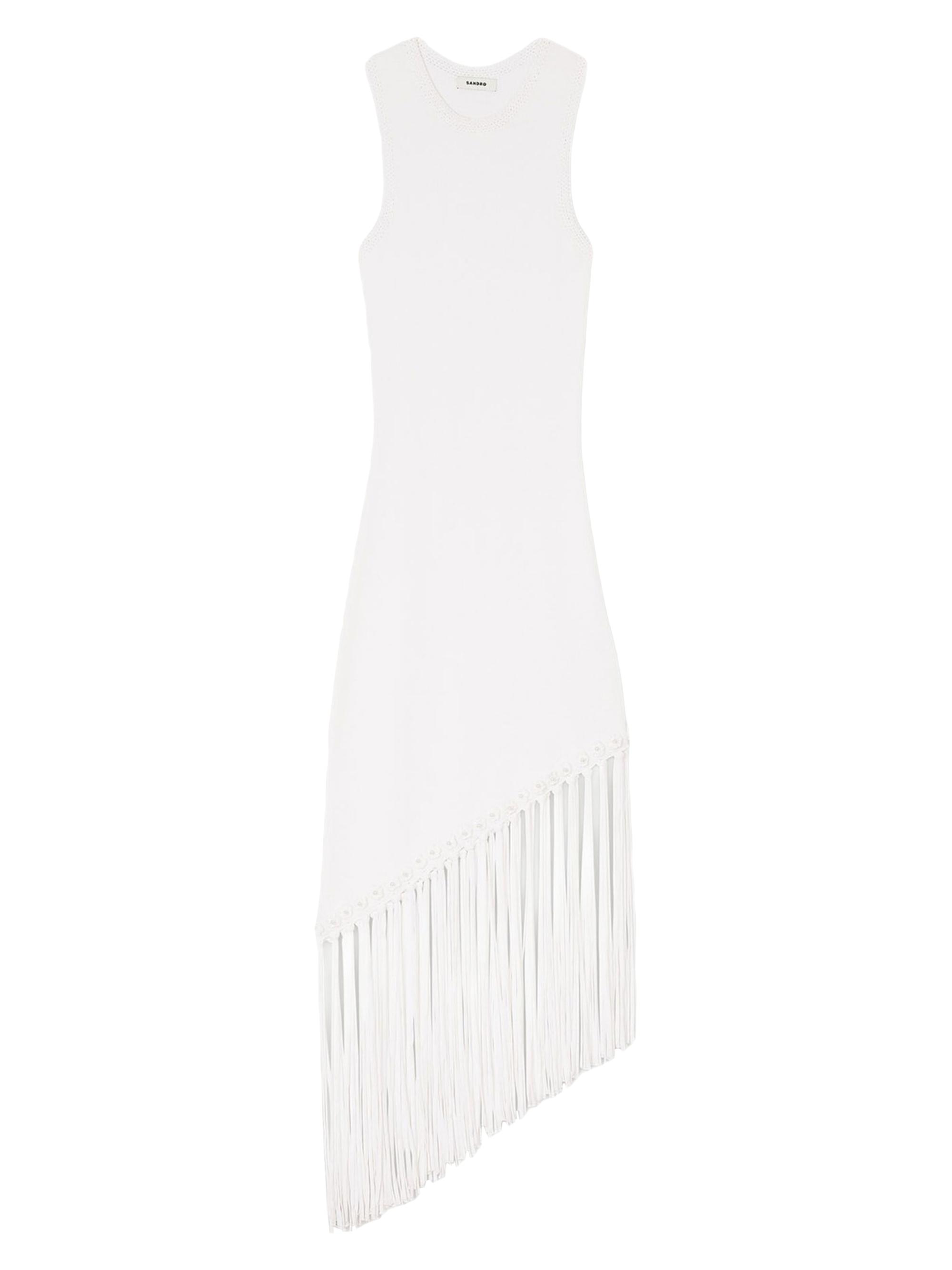 Sandro Women's Fringed Crochet Maxi Dress - White