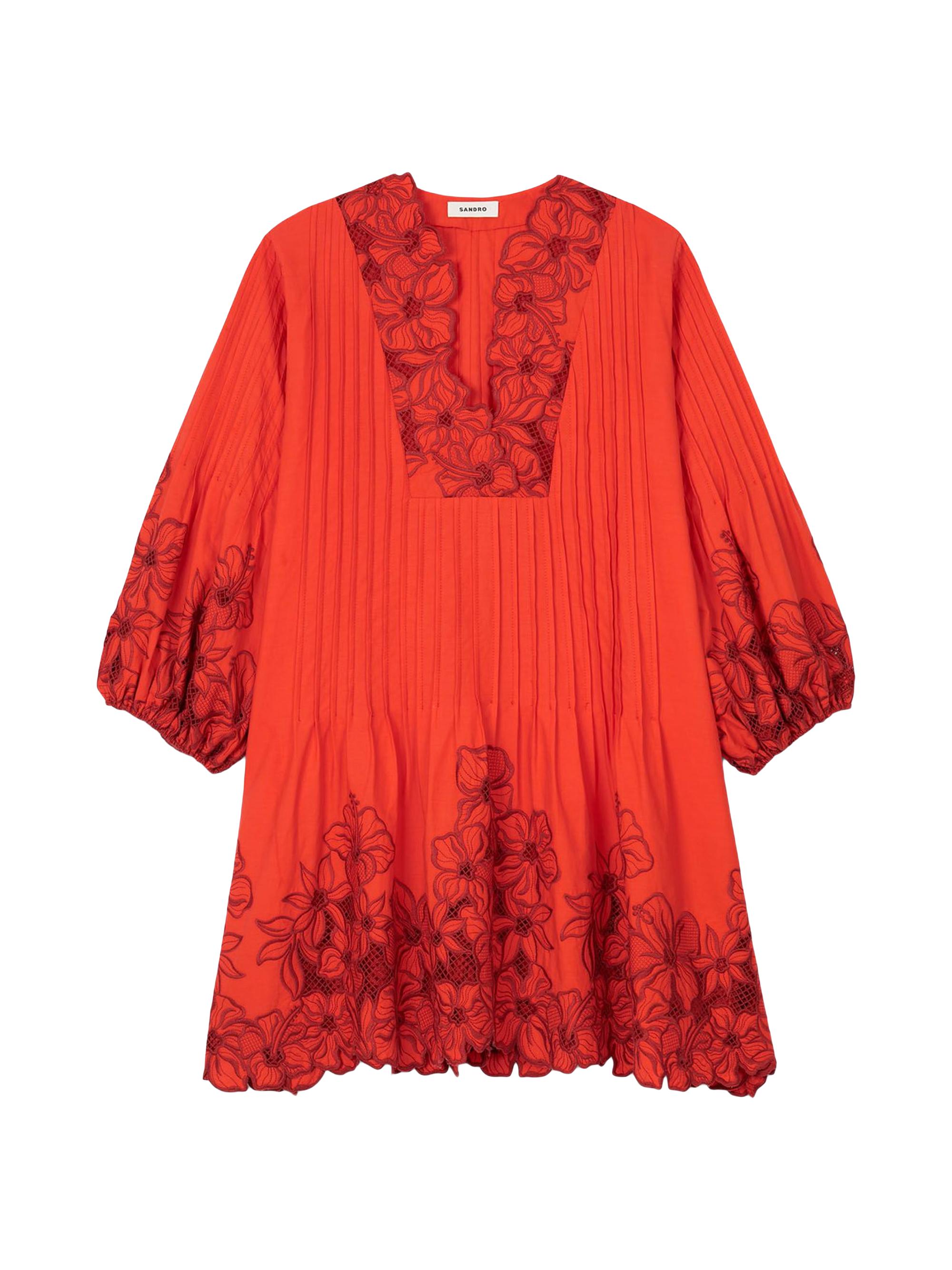 Sandro Women's Mini Dress with Floral Details - Red