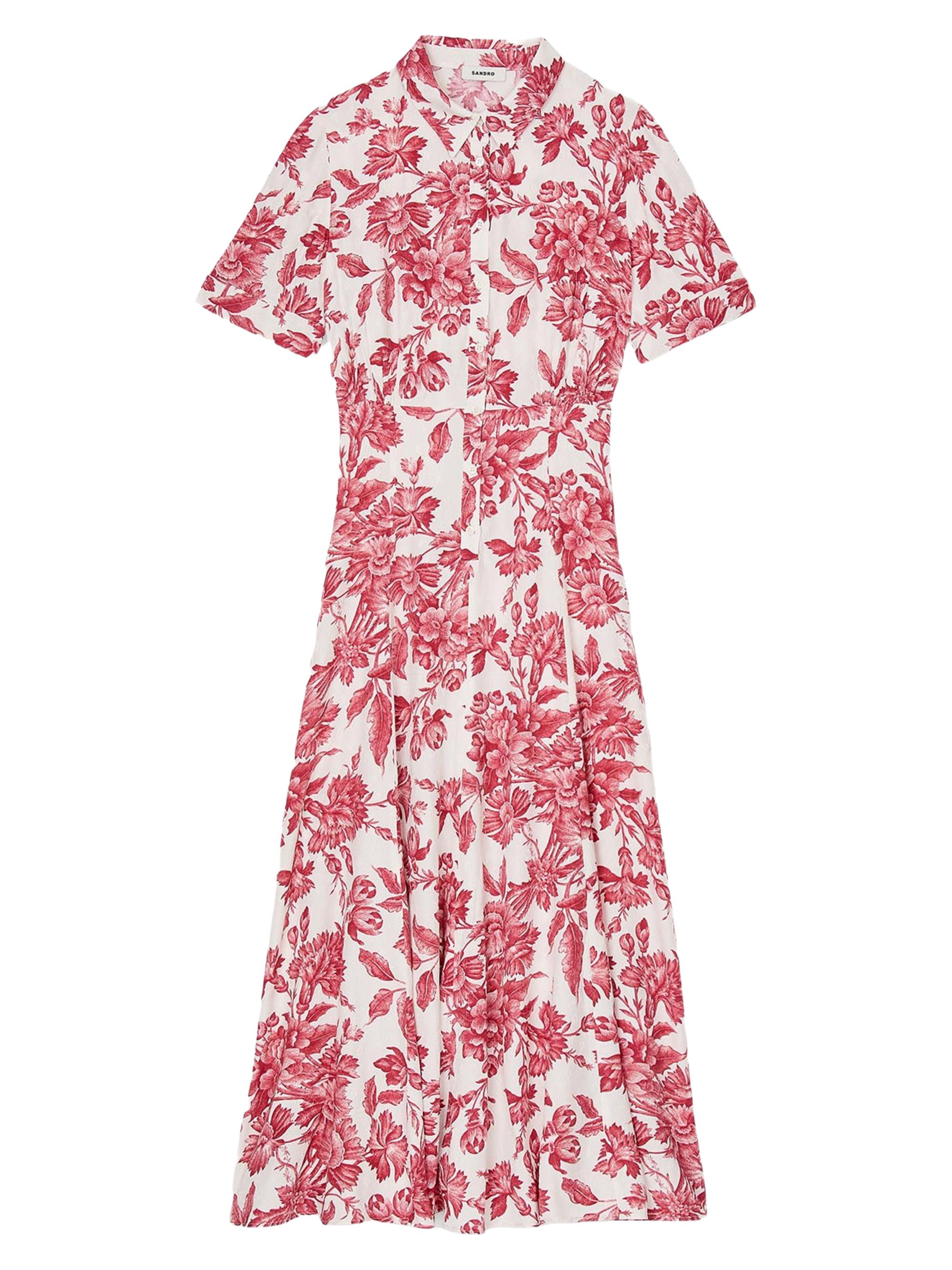 Sandro Women's Floral Patterned Midi Dress - White Red