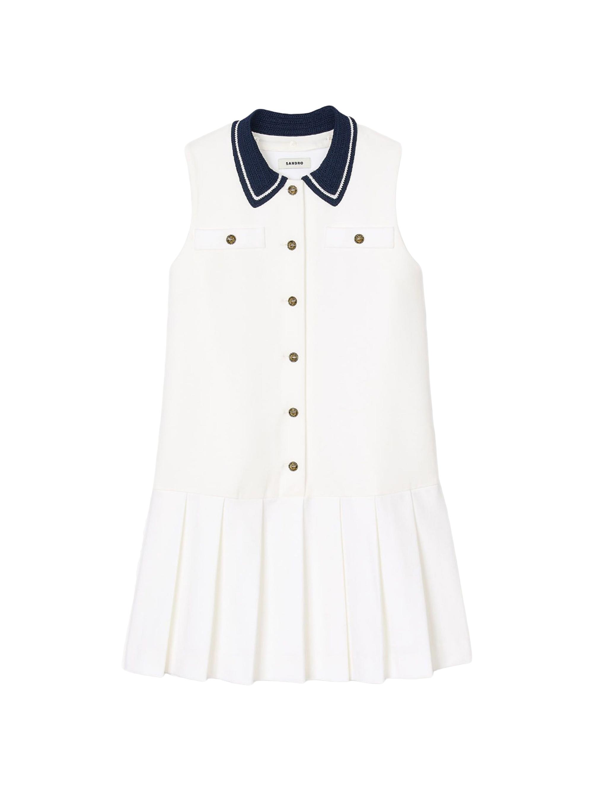 Sandro Women's Mini Dress with Contrasting Collar - White