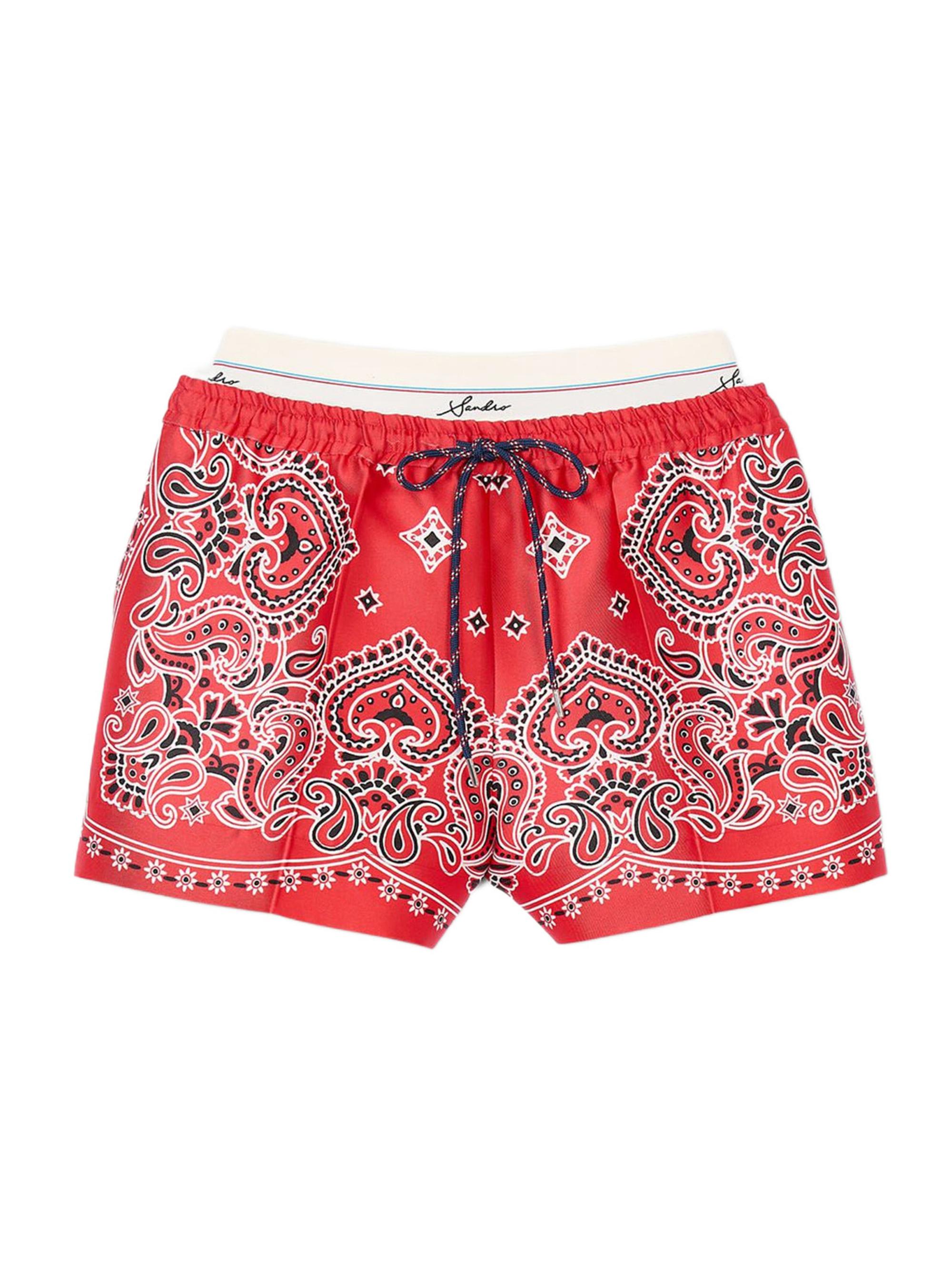 Sandro Women's Bandana Print Shorts - Red White