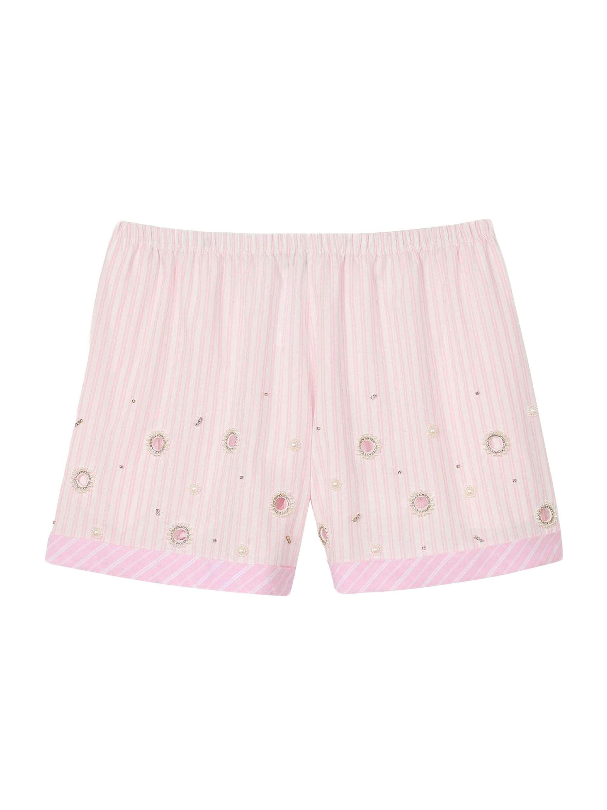 Sandro Women's Rhinestone Striped Shorts - Pink