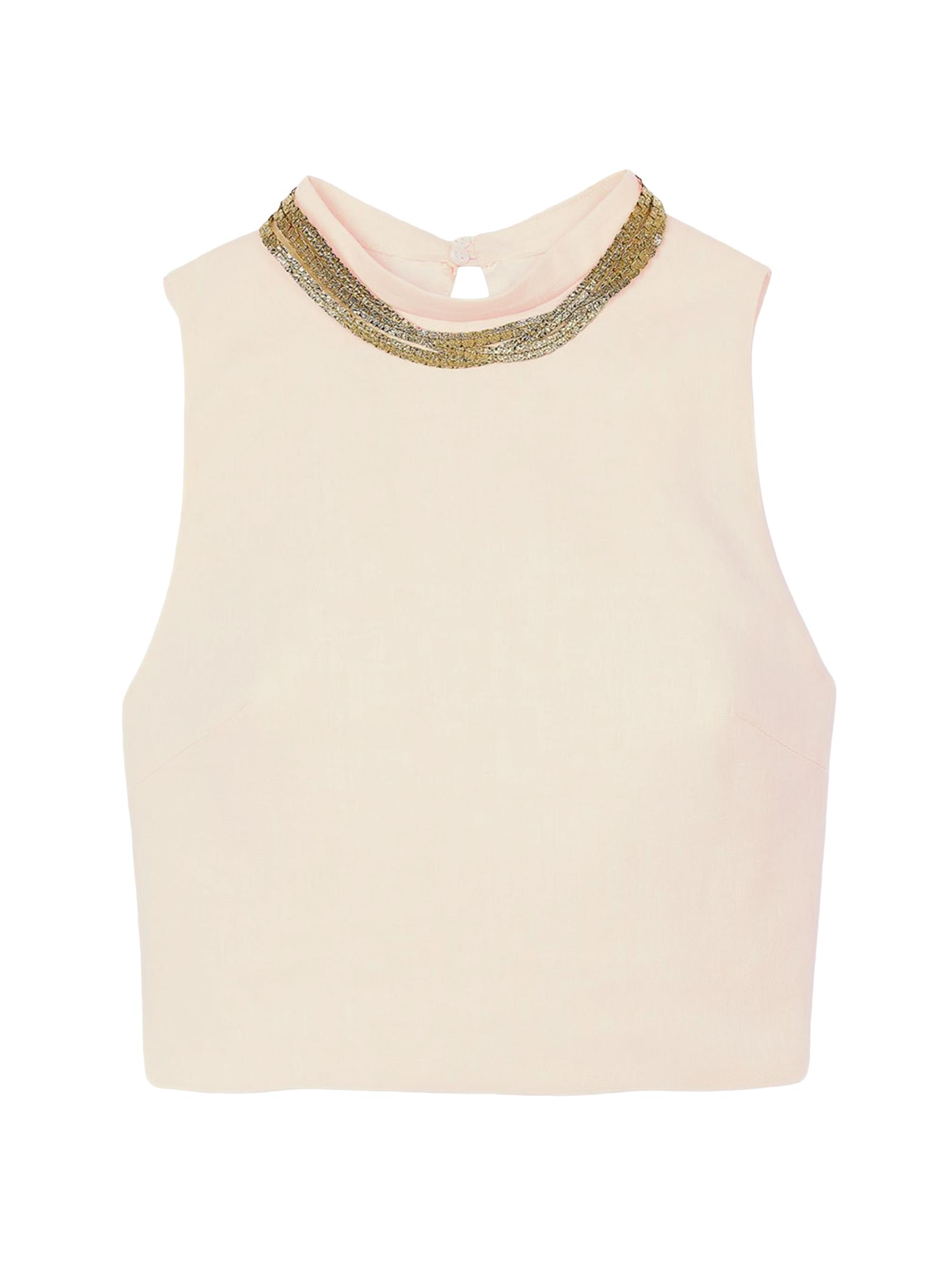 Sandro Women's Knit Crop Top with Necklace - Ecru