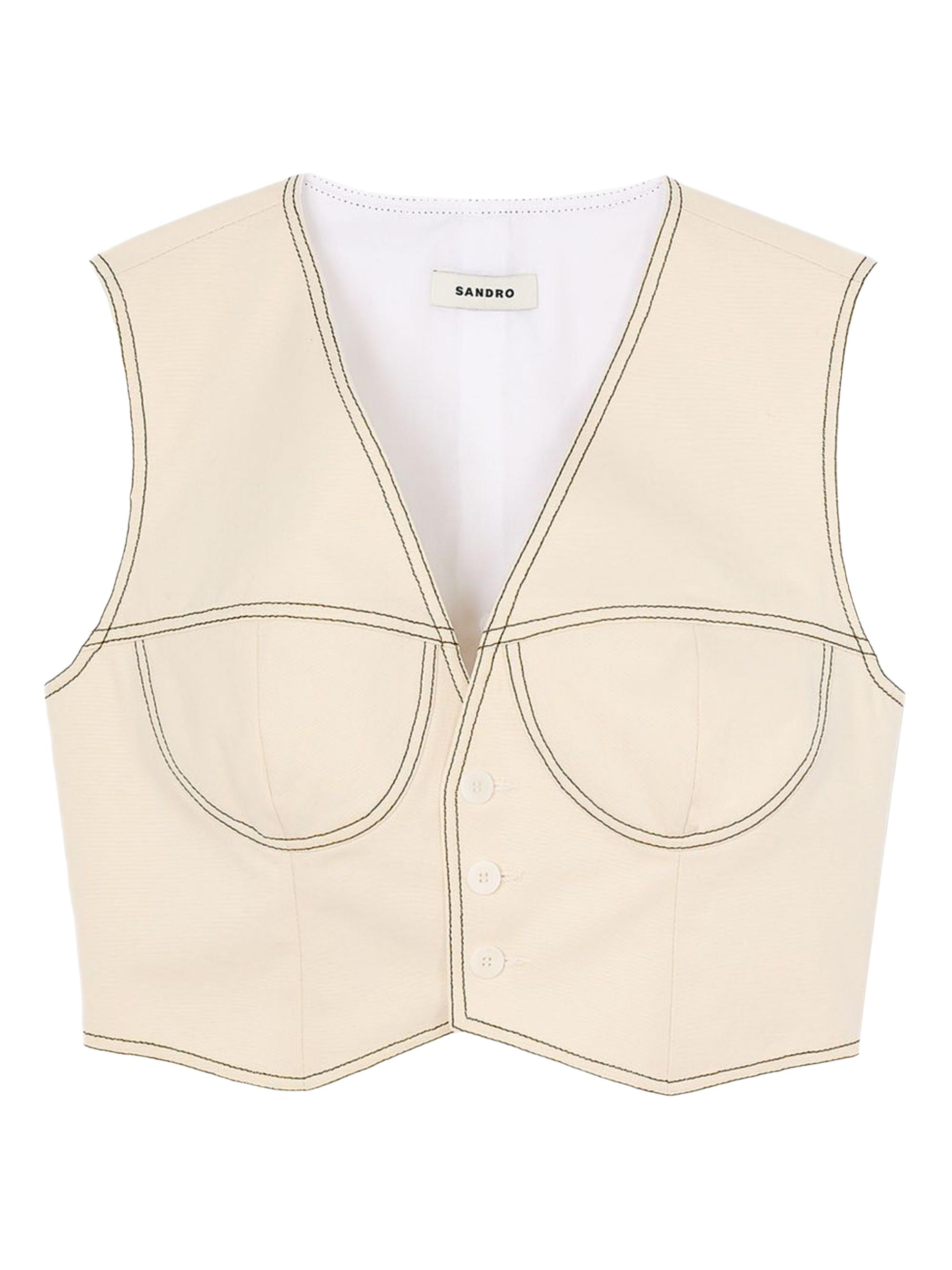 Sandro Women's Denim Cropped Jacket - Sand