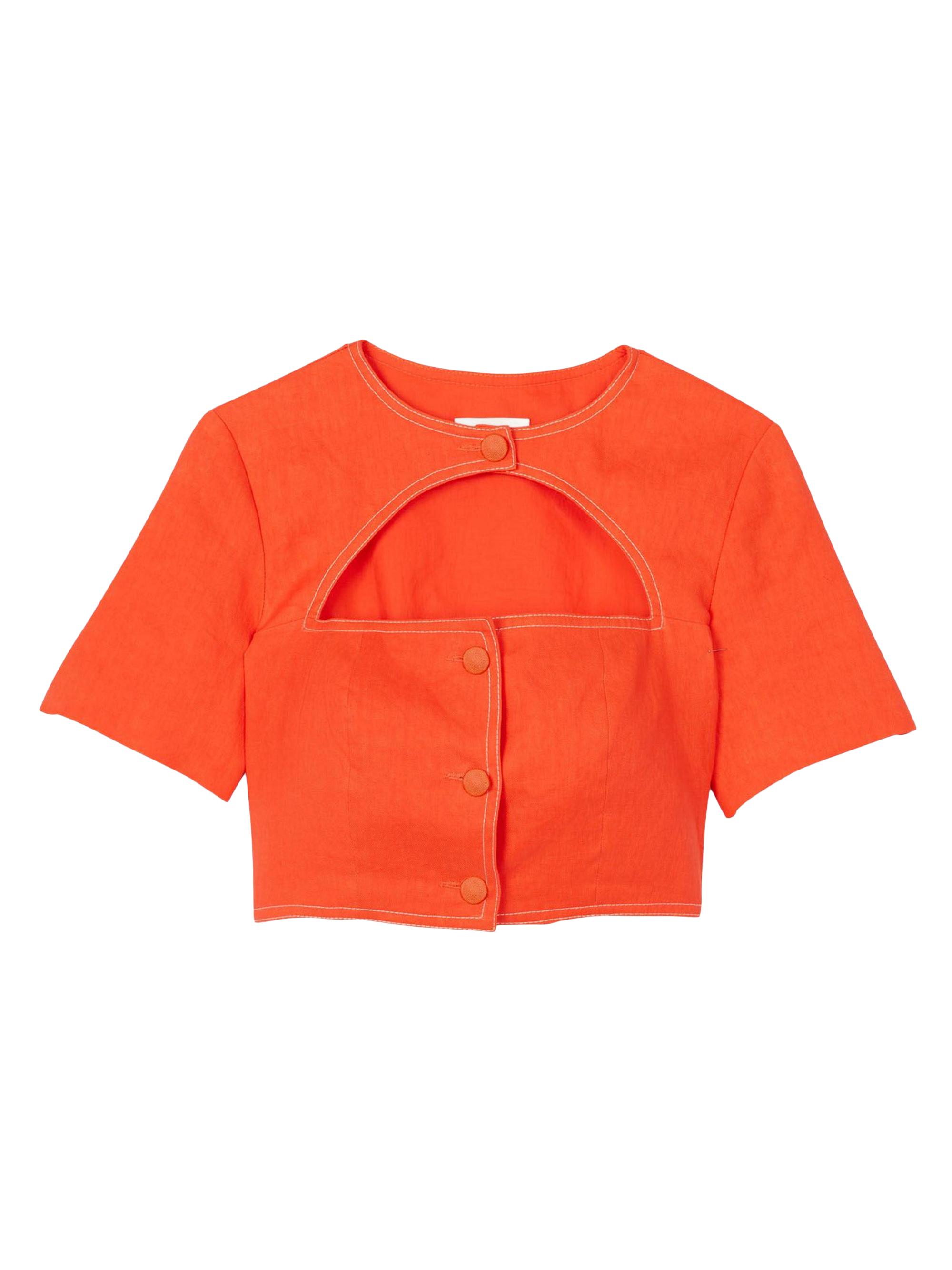 Sandro Women's Crop Top with Cutout Design - Orange