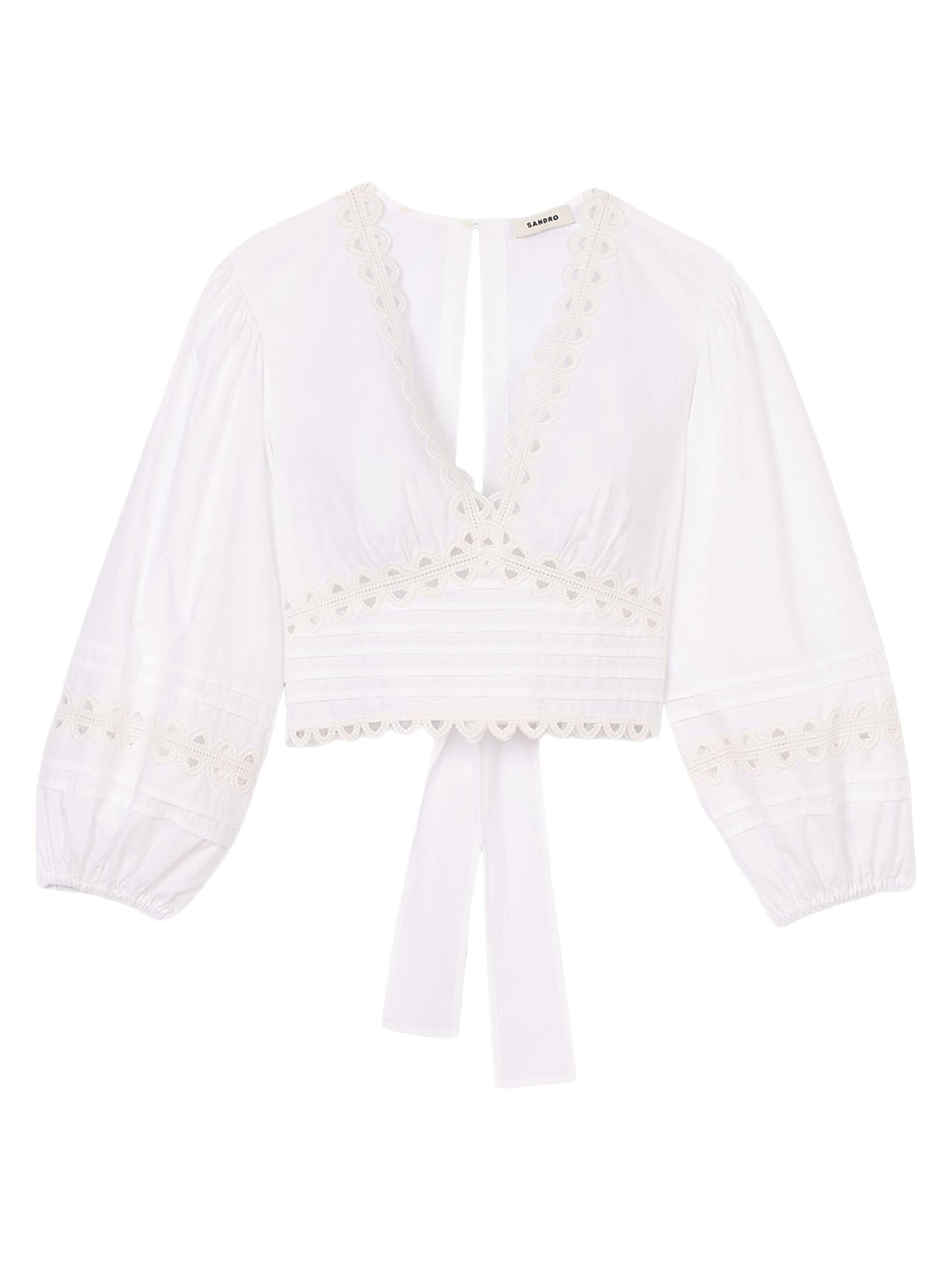 Sandro Women's Poplin Crop Top - White