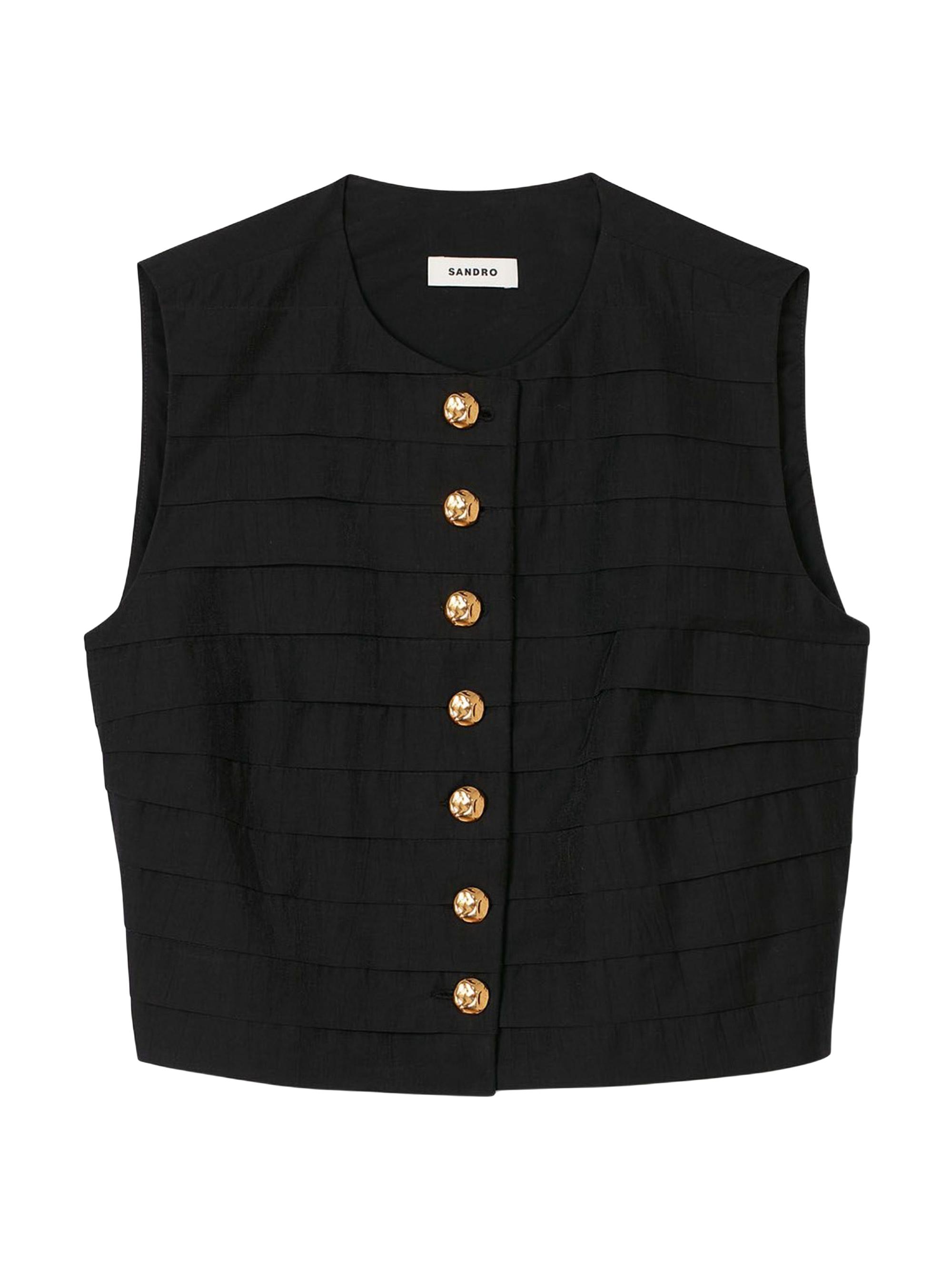 Sandro Women's Pleated Crop Top - Black