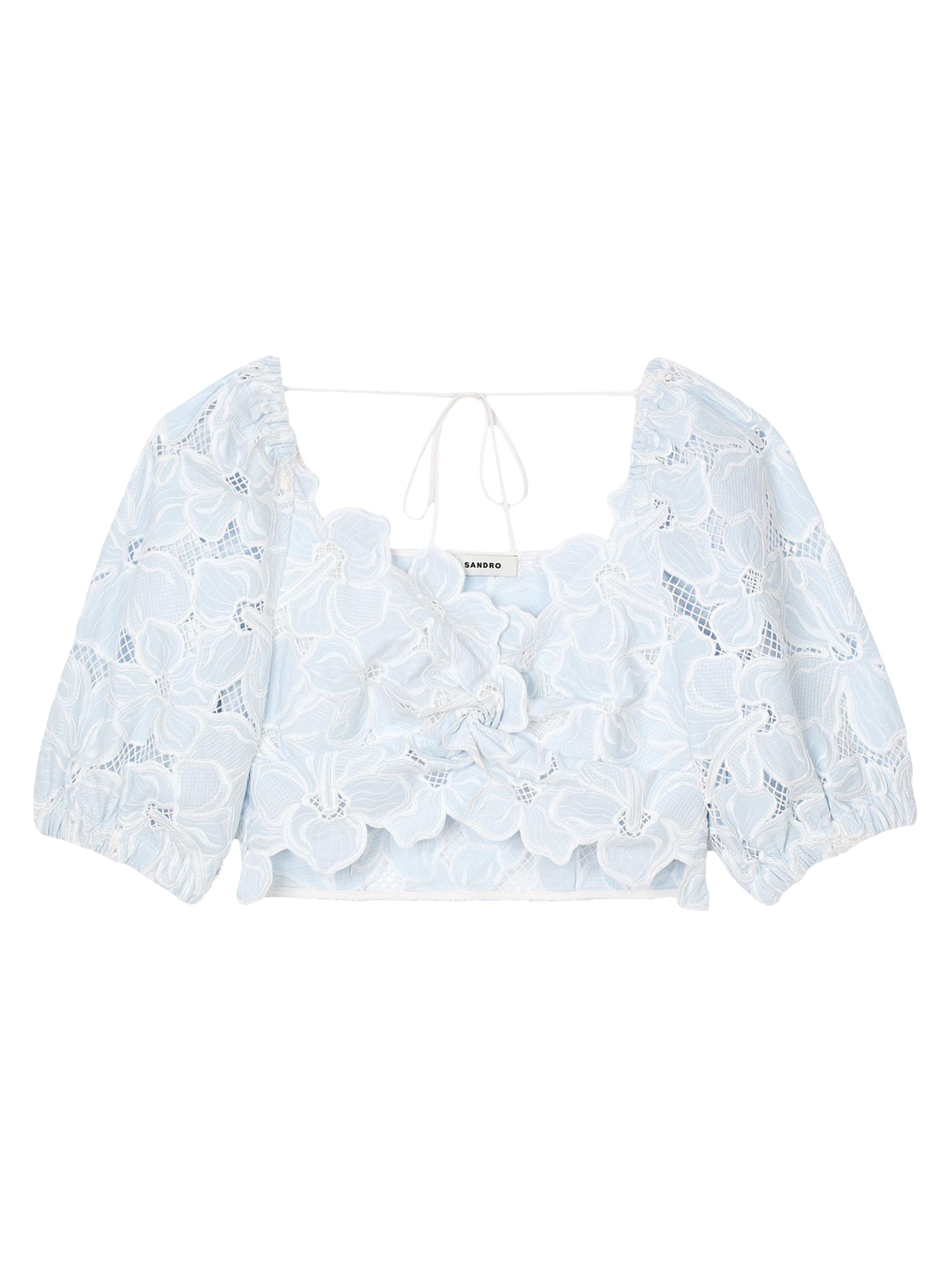 Sandro Women's Guipure Lace Top - Sky Blue