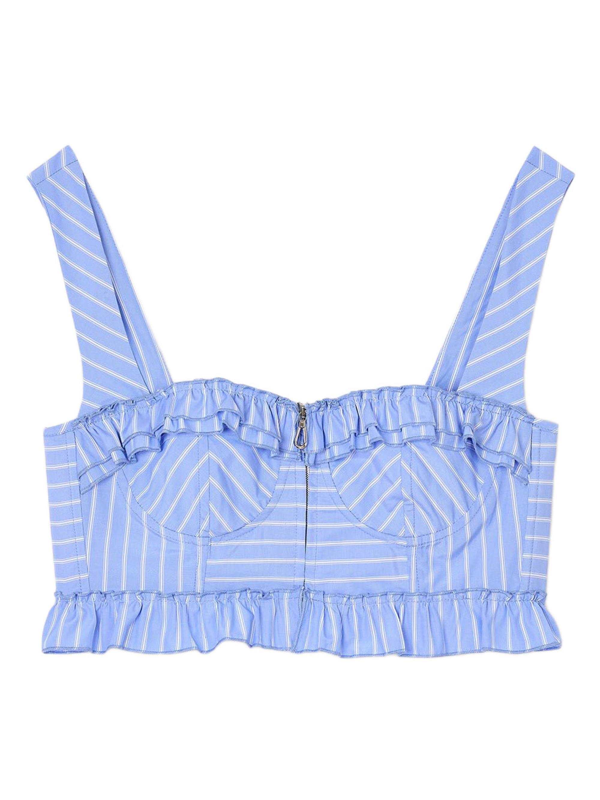 Sandro Women's Striped Crop Top - Blu White