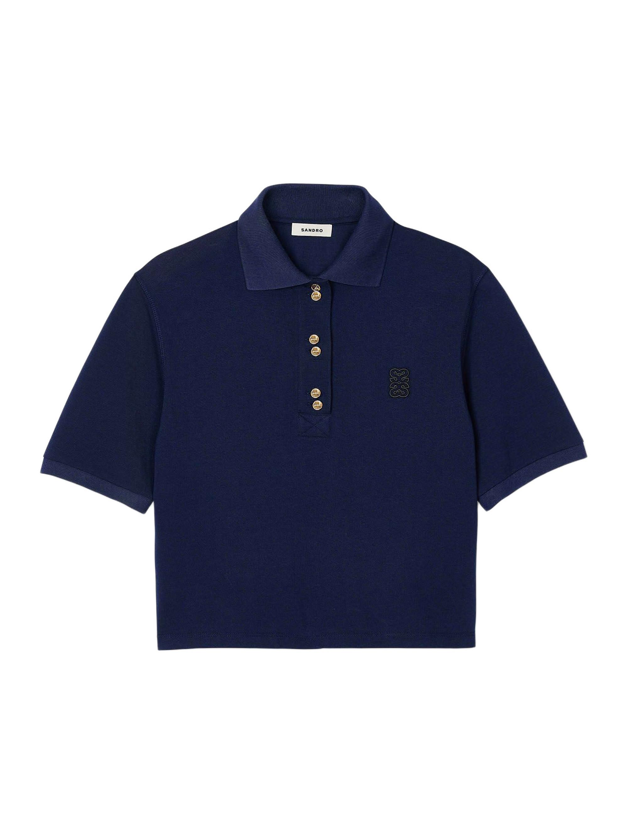 Sandro Women's Polo Shirt with Decorative Buttons - Bordeaux