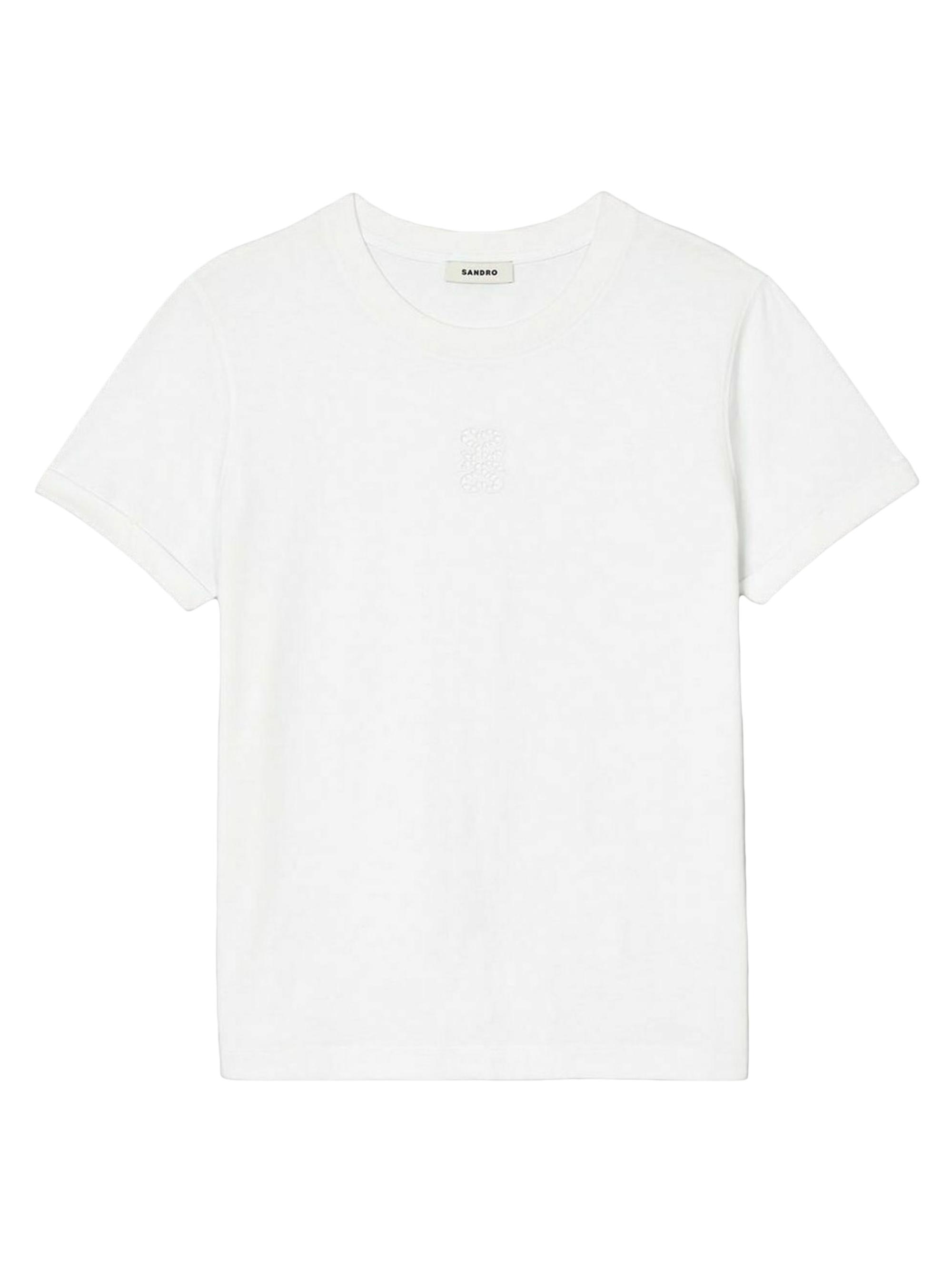 Sandro Women's Cotton T-Shirt with Embroidery - White