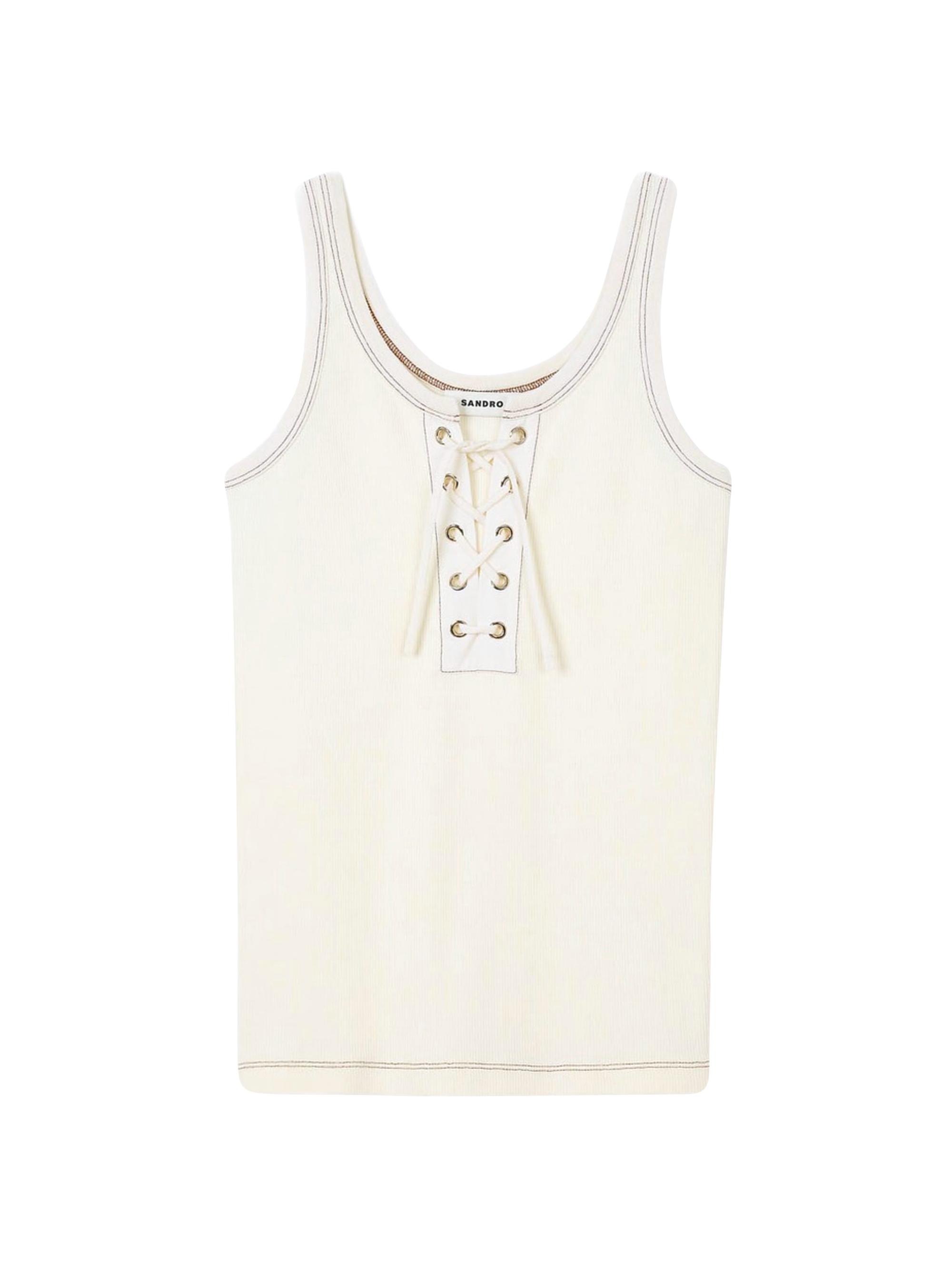 Sandro Women's Lace-Up Vest Top - Ecru